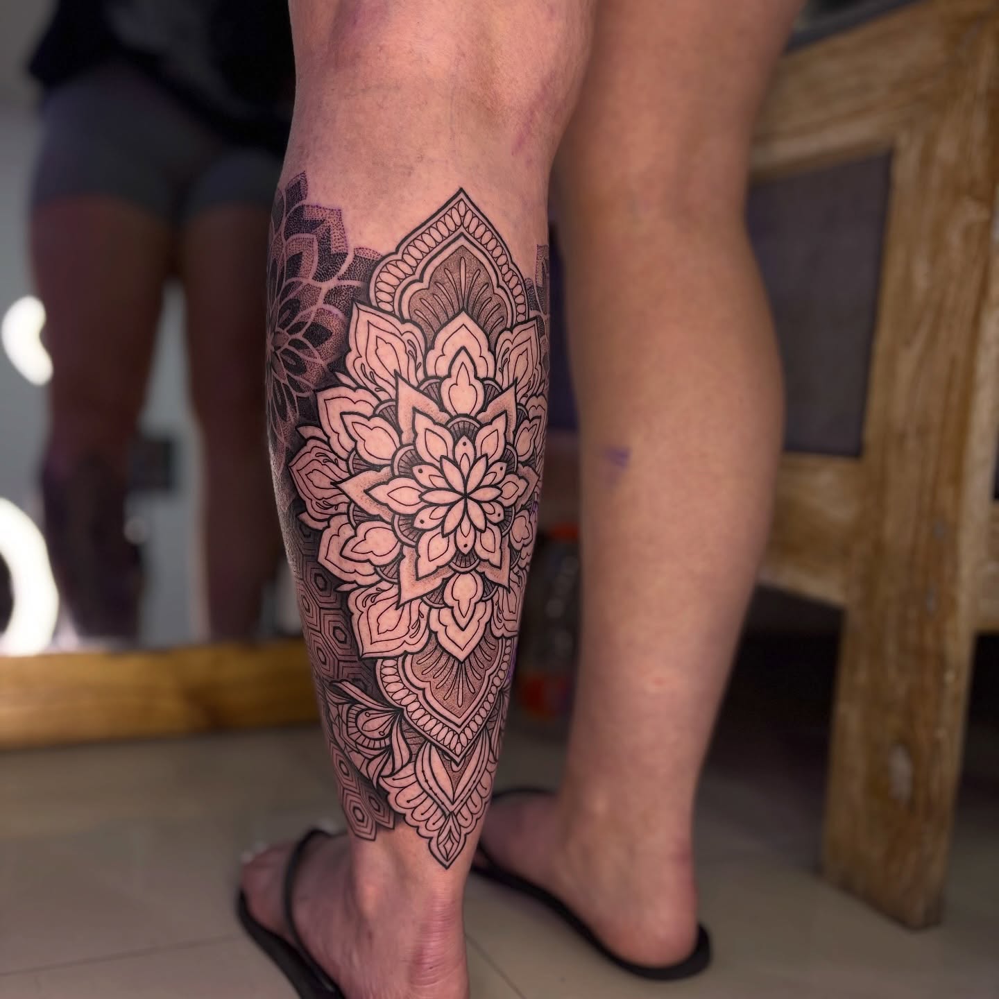 Ready for a meaningful mark? Sacred ornament tattoos are in high demand! Secure your spot now. DM for bookings. #fineline #geometric #mandala #dotwork #tatts #inked #ink