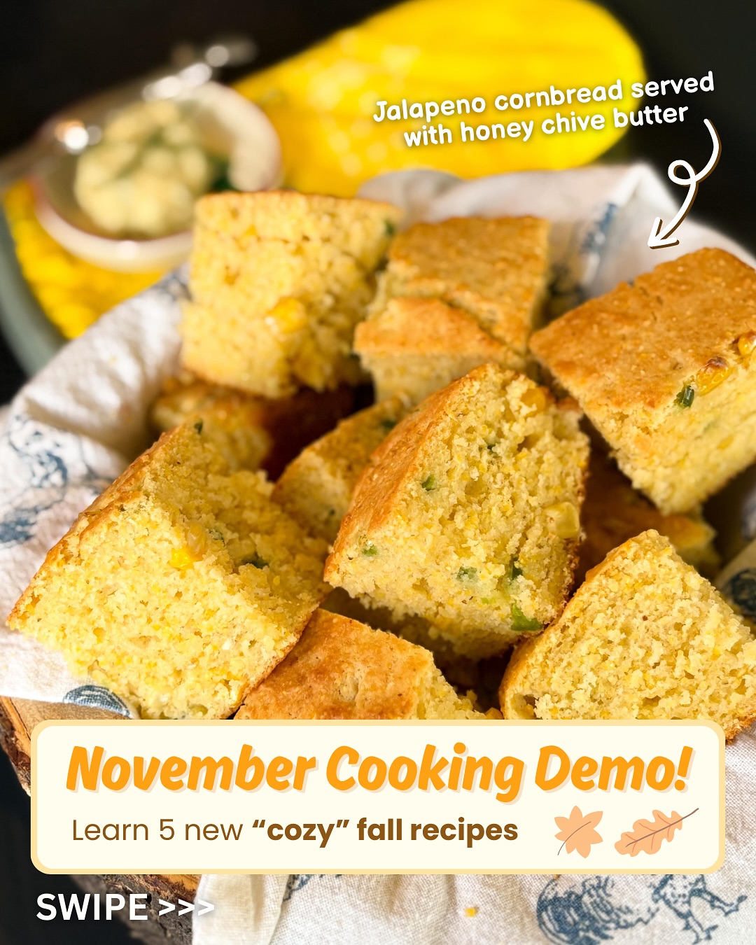 My new cooking demo for November 2025:
“Cozy Fall Food For November!” 👩🍳🍃
Sign up now using the link in bio to secure your spot!
This demo will feature 5 delicious recipes:
🌽 Jalapeño corn bread with honey chive butter
🍠 Sweet potato and peanut stew
🥩 Cast iron flank steak
🥬 Roasted cabbage wedges with crispy topping
🍊 Upside down orange cake
#fallrecipes
#dietandnutrition
#torontofoodscene
#rdsofinstagram
#familymeals