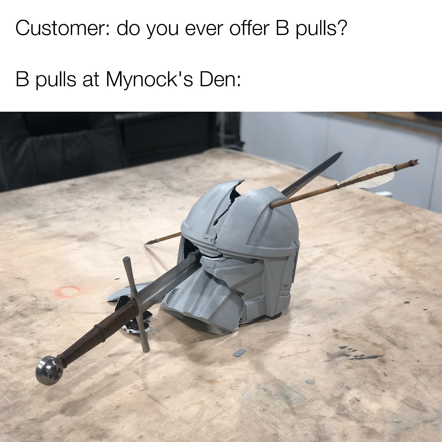 Sometimes it’s an air bubble. Sometimes it’s an arrow and a sword to the face! ☠️💀. #mynocksden #qualitycontrol