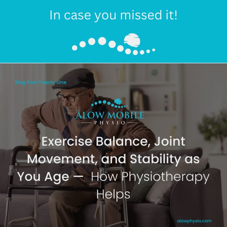 ⚖️ Stay Balanced, Move Well, Age Strong
Balance & joint mobility are the foundation for independence as we age. 👣
Aging affects:
• Sensory and vestibular systems (less input)
• Joint stiffness (less motion)
• Muscle strength (less stabilisation)
All of this increases fall risk and reduces confidence — but here’s the great news: our brains and bodies stay adaptable! 🧠✨
✅ 3 Simple Habits:
1️⃣ Practice daily balance (stand on one leg, heel-to-toe walk)
2️⃣ Move through full ranges (shoulder rolls, hip circles, ankle pumps)
3️⃣ Add core and hip stability work for stronger support
Staying steady = staying independent. Let’s move smart and age confidently! 💫
Please feel free to DM us with any questions 😊
#MobilePhysio #Physiotherapy #BalanceTraining #StabilityMatters #JointMobility #SeniorFitness #ActiveAging #InHomePhysio #MobilityMatters #HealthyAging #FallPrevention #StrongJoints #MoveWellAgeWell #FitnessOver50 #StabilityExercises #BalanceExercises #PhysioTips #AgeStrong #SeniorBalance #TrainSmart