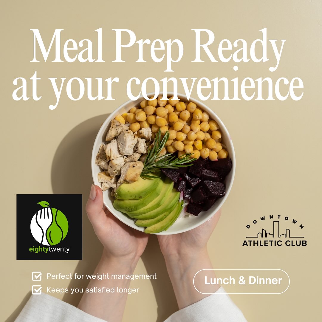 Fuel made easy! Grab your meal prep at the front desk—perfect to refuel after a lunch workout or take home for dinner!