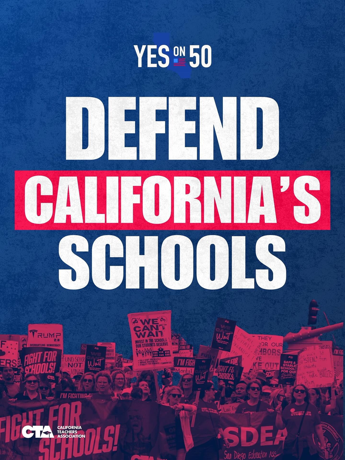 📣 Trump & Texas Republicans are trying to rig the elections to cut public education and give tax cuts to billionaires. Union educators are fighting back!
🗳️ Prop 50 levels the playing field putting the power in our hands. Defend California’s Schools!
✅ #YESonProp50
✊ Take action at cta.org/prop50