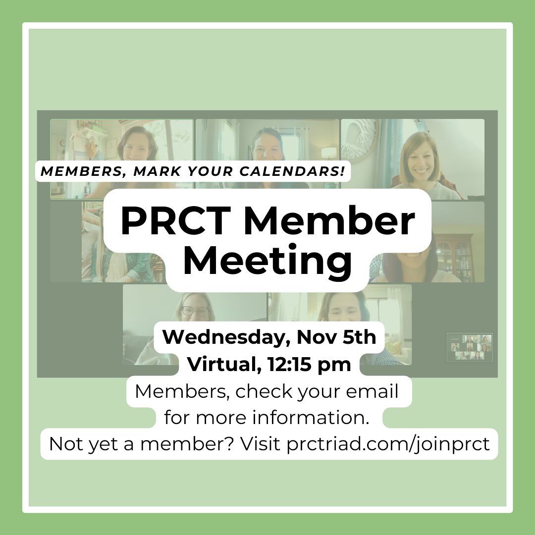 PRCT’s next virtual Member Meeting is tomorrow!
We will be discussing upcoming events, PRCT plans for 2026, and more!
Members, check your email for the link. Not yet a member? Join at prctriad.com/joinprct