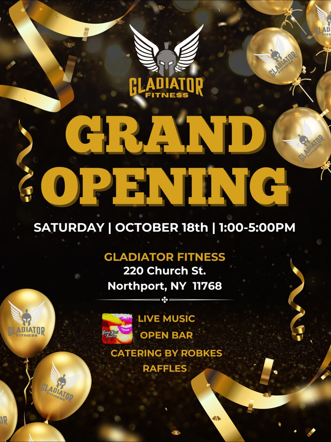 ⚔️ Stop in today to celebrate the official launch of Gladiator Fitness! ⚔️
Live music, open bar, food by Robke’s, raffles, and more!
•
Welcome to the arena - Where warriors are made, and legends are built 💪🏻
•
💥 Saturday, October 18th
1–5PM
220 Church St, Northport
#GladiatorFitness #GrandOpening #NorthportEvents #FitnessCommunity #StrengthAndHonor
#GladiatorFitnessNPT