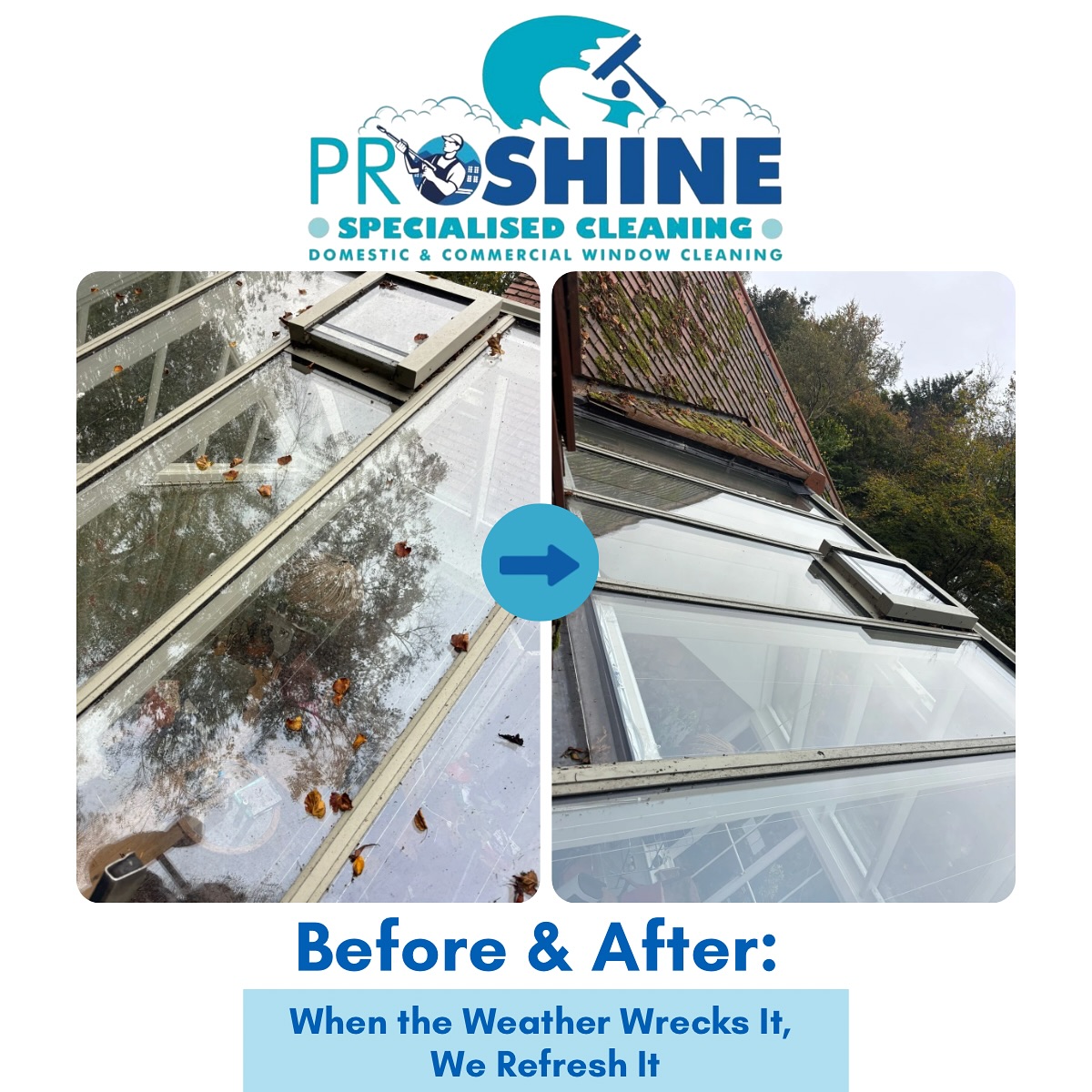 A proper conservatory clean doesn’t just make it look great it helps protect it from long-term damage caused by moss, dirt, and debris.
Keep your conservatory bright and beautiful all year round 🌿☀️The weather and falling leaves really took their toll on this conservatory, it was looking pretty grim! 🍂🌧️
But just look at it now... sparkling and spotless again! ✨