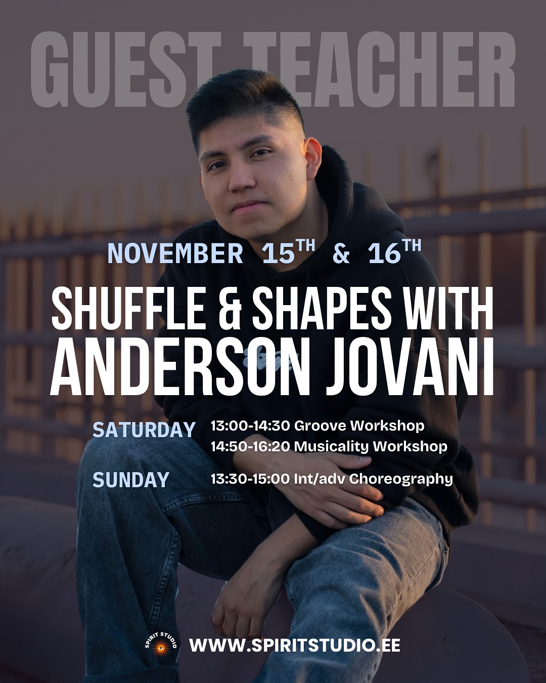 ๐ฃ GUEST TEACHER ALERT ๐ฃ
Weโre honoured to welcome @anderson_jovani to teach in our studio for the first time ๐คฉ
๐ Spirit Studio, Liimi 1c, Tallinn
๐๏ธ Schedule
๐ย Saturday, Nov 15th
13:00-14:30 - Beginner/intermediate groove workshop
14:50-16:20 - Beginner/intermediate musicality workshop
๐ย Sunday, Nov 16th
13:30-15:00 - Intermediate/advanced choreography
๐๏ธ 1x workshop 25โฌ // 2x workshops 45โฌ // Full experience 60โฌ
โ๏ธ Signups at spiritstudio.ee
๐ What to expect
๐บย Groove Workshop (Beg/Int) - Sat, 13-14:30
In this class, we will explore how to develop and apply groove within Cutting Shapes. You will learn how to use your upper body and posture to connect with rhythm, and how to combine groove with footwork to create a more natural, expressive flow in your dance.
๐ถย Musicality Workshop (Beg/Int) - Sat, 14:50-16:20
In this class, we are going to learn how to differentiate between the various sounds within a song, explore different tools to express them, and discover how to apply this knowledge to our freestyle in order to achieve a more complete and musical dance.
๐ฏย Choreography (Int/Adv) - Sun, 13:30-15:00
In this class, youโll challenge yourself with a choreography that highlights advanced footwork and smooth transitions within Cuttingshapes. Weโll also explore energy contrasts to make your dance more dynamic and expressive.
๐ Meet Anderson Jovani
โHello everyone! Iโm Anderson Jovani, a dancer from Barcelona, Spain. I have been dancing for more than 10 years, specializing in Cutting Shapes. Throughout my journey, Iโve had the opportunity to teach internationally, take part in competitions, and even serve as a judge at some events. My goal is to share my passion, inspire others, and create spaces where dancers can learn, enjoy, and grow their own style.โ