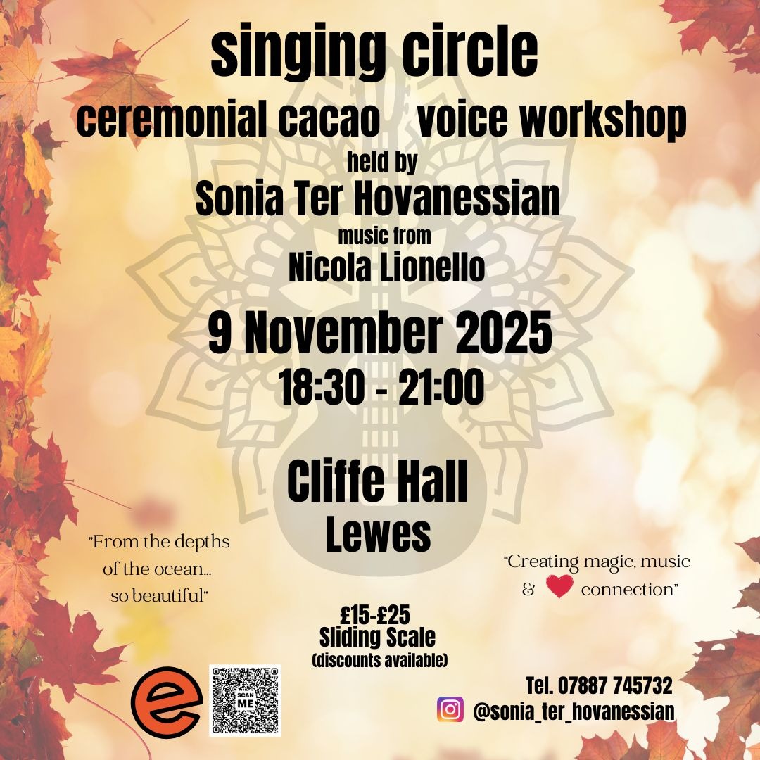 ✨ Singing Circle – Lewes ✨
The colours of autumn are here 🍂 and I’m so looking forward to gathering in song again.
📅 Sunday, November 9th
📍 Cliffe Hall, Lewes
A space to connect, open our voices, and let the music carry us. 💫
🎟 Tickets + details via the link in bio.
✨ Save this post if you’re coming
✨ Share it with a friend who loves to sing
✨ Let me know in the comments if you’ll be joining us 🎶
With love + song,
Sonia 💛