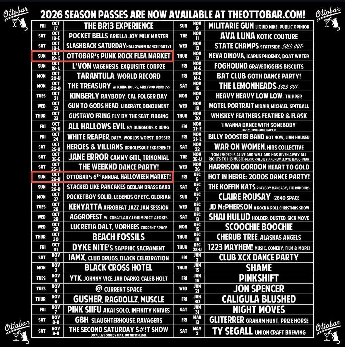 Working two rad events this month at @theottobar. Come get weird and check out the spookiest vendors in Baltimore. @ottobarprf punk rock flea market this Sunday from 12-4 and then the 6th annual Halloween market Sunday the 26th 🎃🎃🎃#ottobar #punkrockfleamarket #spooky