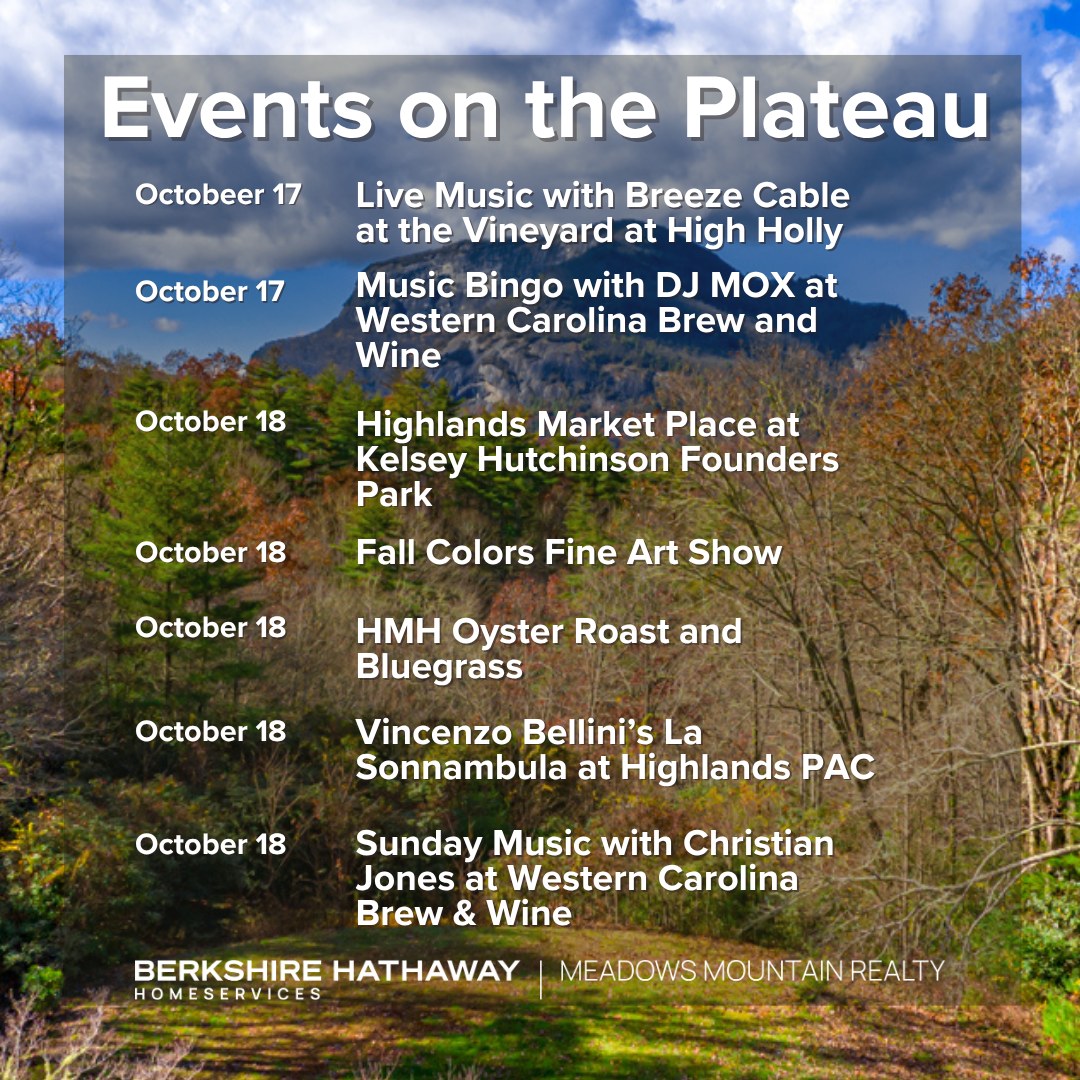 🎉 Weekend vibes on the Plateau! Live music, art shows, farmers markets & so much more await. Don’t miss out! 🎨🎶🛍️
👉 Tap the link in bio for the full events calendar.
#BHHSMMR #PlateauLiving #HighlandsNC #CashiersNC #HighlandsCashiersEvents