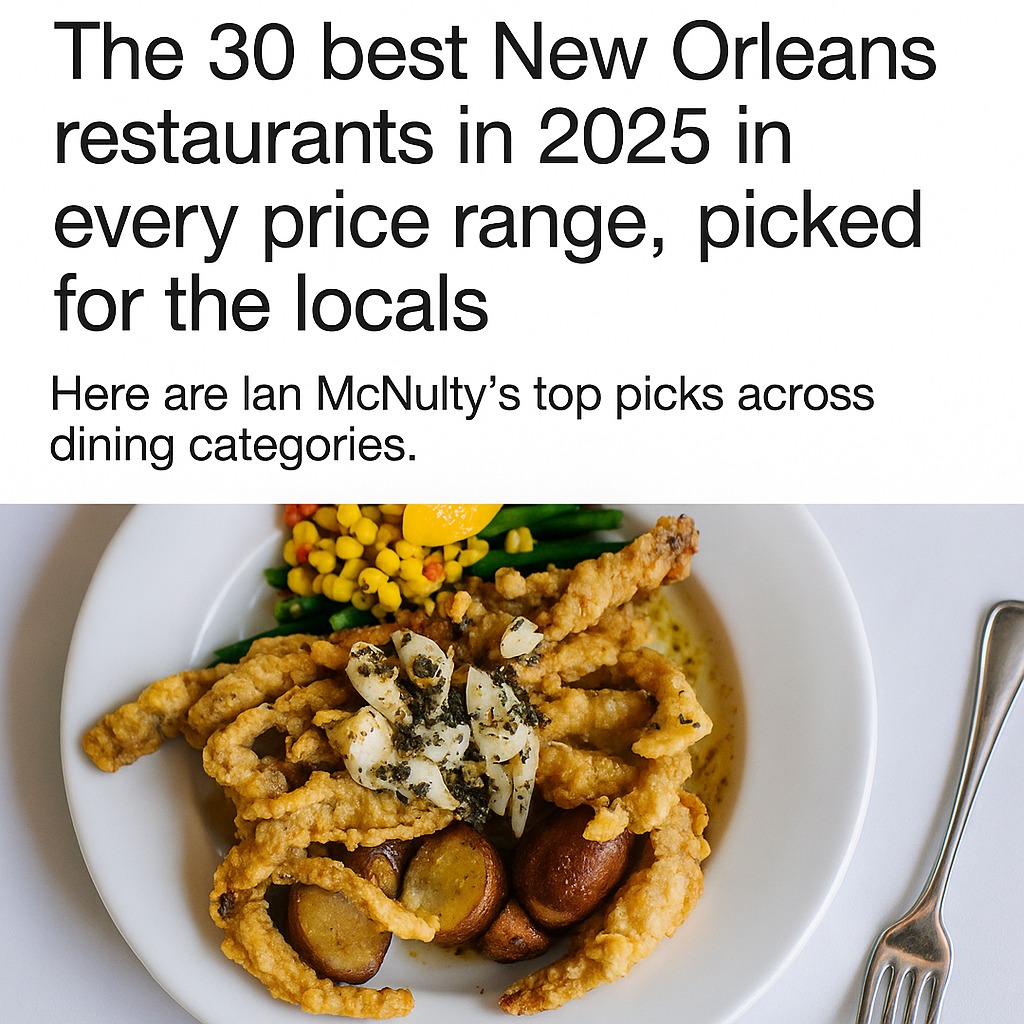 We’re beyond grateful to be included in Ian McNulty’s list of The 30 Best New Orleans Restaurants of 2025.
It’s an honor to be mentioned alongside so many spots we love and respect.
Thank you to our guests, crew, and community.