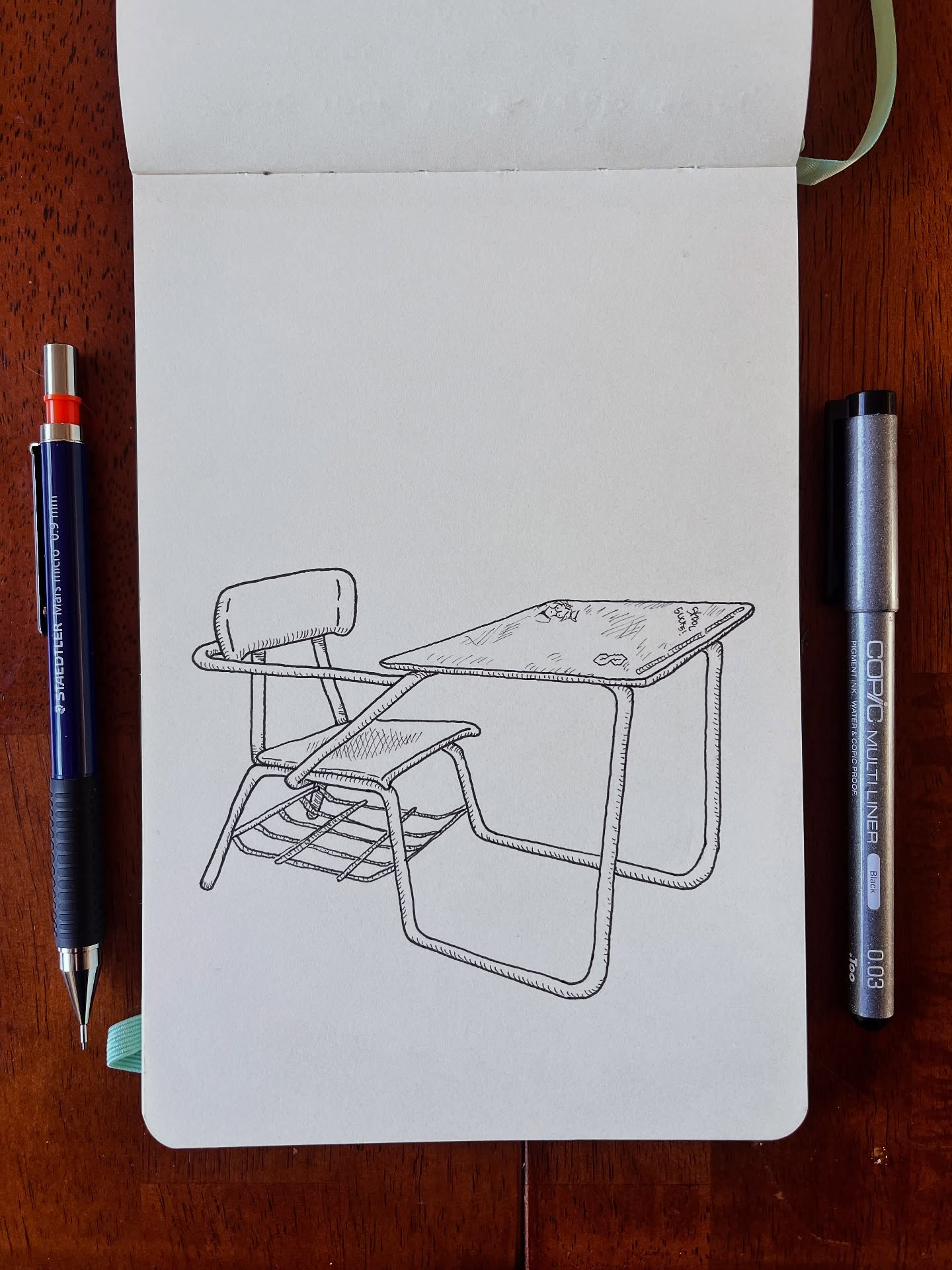Prompt- “SCHOOL” - better than any chiropractor.
#drawfordays @stickersfordaysllc #draw #inkdrawing #art