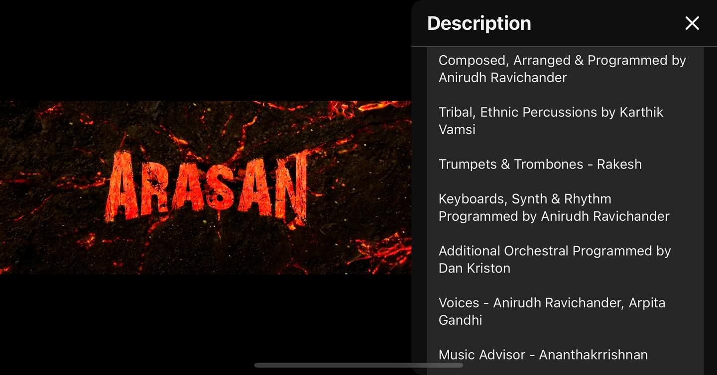 So great to contribute some vocals to the amazing @anirudhofficial ‘s roaring soundscape for #Arasan! Always fun to tap into my Operatic roots!