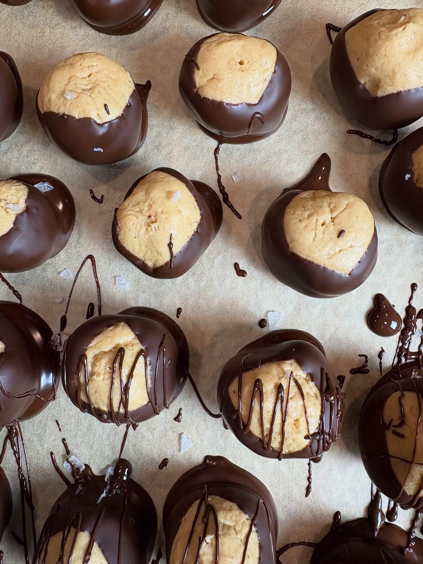 This is how I do Buckeyes. They are not perfectly round, bite size confections. They are not evenly dipped and smooth. They are chunky and messy and sometimes even a bit ugly!! Ultimately, perfectly imperfect, IMO. Long standing family tradition. Always delicious. Always a fight for the last one. Recipe coming soon to the blog!!