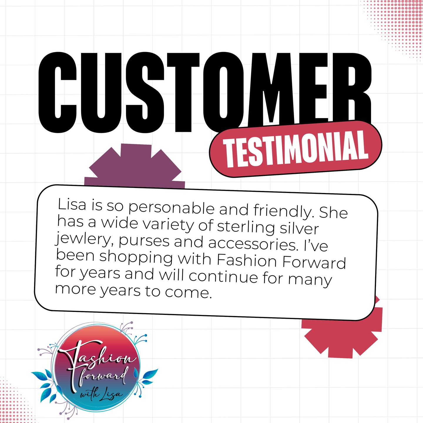 I can't thank you enough for taking the time out of your day to leave us a 5 star review. Thank you for your kind words.
visit us online at:
FashionForwardWithLisa.com
and check out our 5 star reviews on google.
#fashion #FashionTrends #fashionstyle #smallbusiness #smallbusinessowners #longisland #suffolkcountyny #nassaucountyny #FashionForward #FashionFinds #clothing #handbags #lakegrove #smallshopsdreambig #womensaccessories #jewelry #shopnow
#womensclothing #womensclothingstore
#shopping #shoppingonline