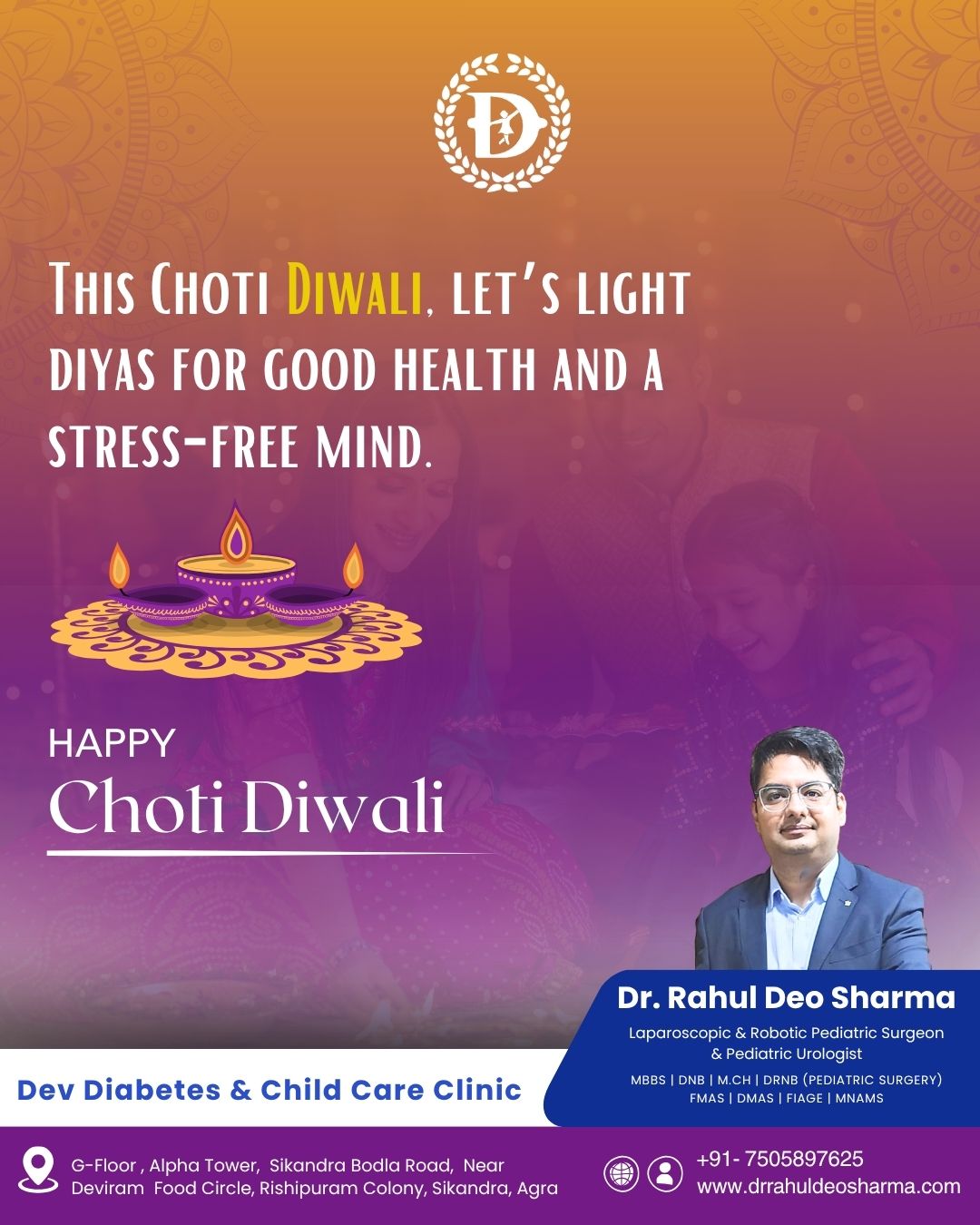 May this Chhoti Diwali illuminate your life with peace, prosperity, and well-being. ✨
#ChhotiDiwali #NarakChaturdashi #FestivalOfLights #HealthyLiving #WellnessAndCare #HealthAndHappiness #PositiveVibes #PeaceAndProsperity #DiwaliWeek #ClinicCare #HealthcareCommunity #wellnessforall