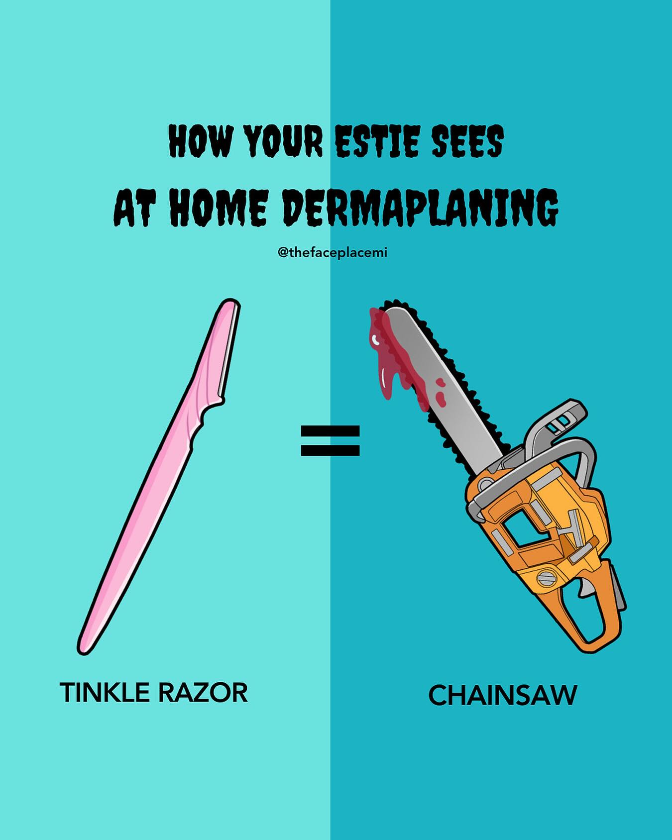 At home “dermaplaning tools” are honestly gross. They hold a lot of bacteria, dead skin and oil. They also cause micro-tears on the skin that allow bacteria to enter - leading to acne and infections. They also damage the skin barrier and cause irritation
Get your dermaplaning done by a trained professional like me who can ensure everything is CLEAN, your skin is properly prepped, and the treatment is done safely and correctly.
When done right dermaplaning is a great treatment to remove dead skin, create a smooth surface to make makeup look better, make the skin look more glowy, and allow for better product absorption 🔪
🩵book a standalone 30 min dermaplaning service or book the 90 minute customized facial! You can also add it on to a hydrating facial but you get the most bang for your buck with the 90 min customized!