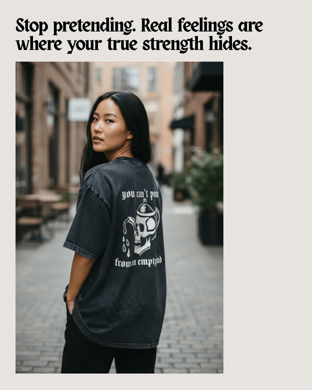 Real strength isn’t smiling through it, it’s feeling it all and showing up anyway. Brew with Purpose Tee ☕ — for the ones who keep going, even when they’re empty.