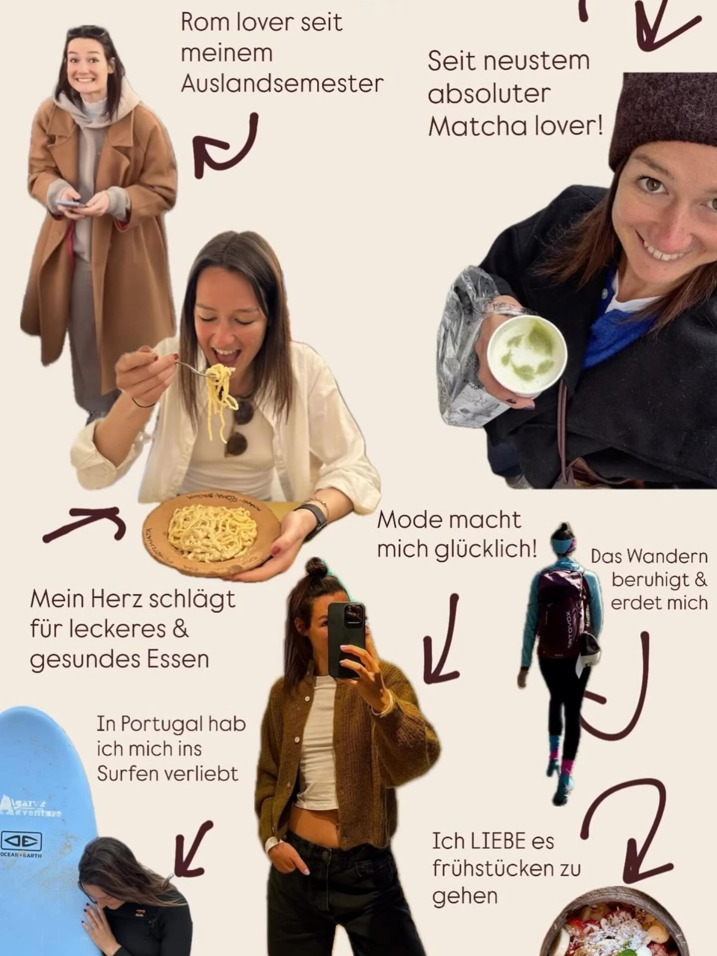 Wer bin ich? Wofür schlägt mein Herz? ☺️
1. Sucht mich dort wo es eine Matcha Latte gibt! Ich LIEBE es! Man könnte mich fast schon süchtig nennen.. 🍵
2. Ich habe mich verliebt! Vor drei Jahren in die wunderschöne Stadt Rom. Die Romantik, das leckeres Essen und das langsame Leben fasziniert mich 🇮🇹
3. aber pssssst! Ich liebe Spanien auch von ganzem Herzen! Uuu Portugal auch 🤫 Sonne, Meer & Strand 🩵
4. Mit leckerem Essen bin ich leicht um den Finger zu wickeln 🤭 & dann noch was gesundes? Ich bin dabei!
5. Mode macht mich glücklich! Ich beschäftige mich gerne damit und probiere neue Dinge aus! Das Beste daran? Meine Mama & ich teilen die Begeisterung 😍
6. Wenn ich kein Yoga mache wäre ich am liebsten immer wandern oder surfen 🏄🏽♀️ bei beiden Sportarten fasziniert mich die Nähe zur Natur! Man wird eins mit der Natur & lebt in dem Moment 🧘🏽♀️
7. Ja ich liebe gutes Essen, ABER am LIEBSTEN gehe ich frühstücken! 😍😍😍 Avocadobrot, Acai Bowl, … meine große Liebe ☺️
8. Secret - von Oktober bis März findet man mich abends immer auf der Coach am Stricken 👀
Und du? Liebst du auch Matcha, frühstücken gehen, wandern, Mode, stricken oder das Surfen? 🤭
Ich bin gespannt!! 🩵
#matcha#matchalatte#rom#romlover#strand#sonne#meer#portugal#spanien#stricken#knitting#gettoknowme#frühstücken#acai#avocadobrot#surfen#wandern#ilike