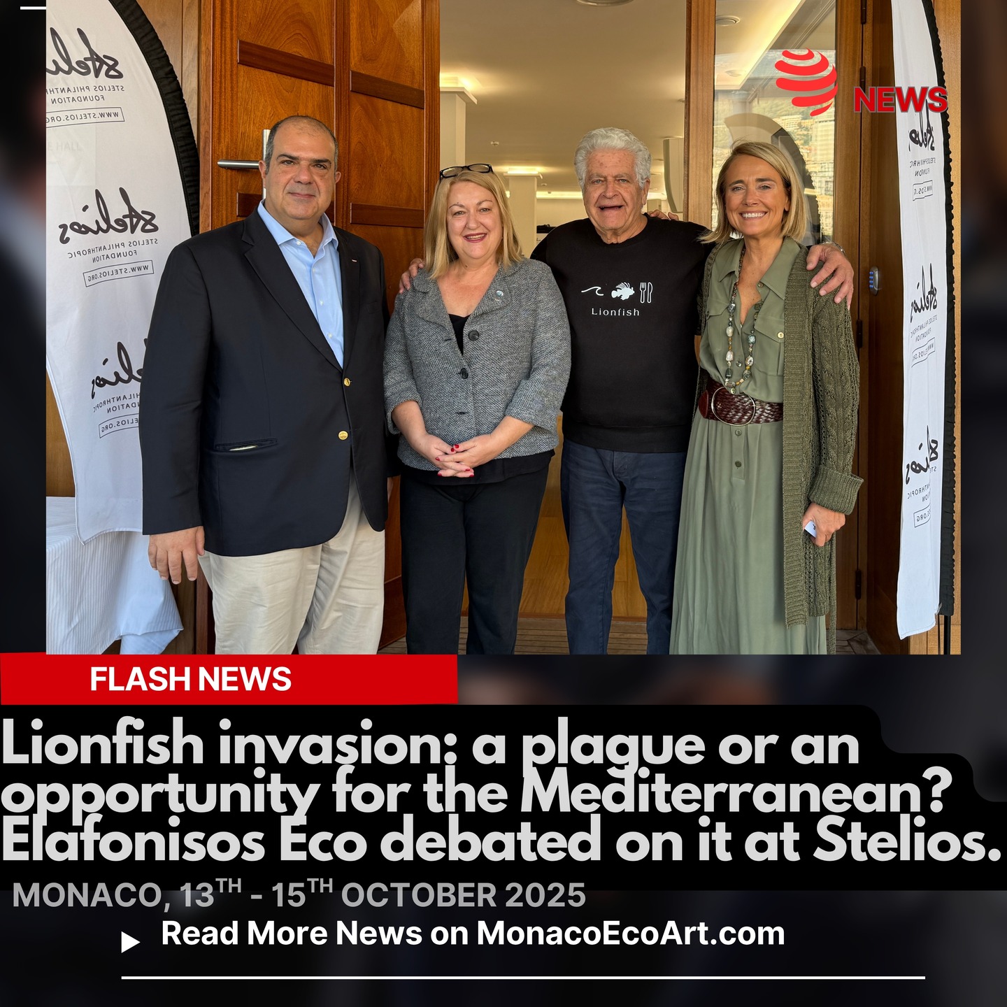 @mo.eco_art MonacoEcoArt.com #flash #news #blueeconomy #Mediterranean 🐟🌊From the 13th to the 15th October 2025, the third edition of “Lionfish in the Mediterranean Sea” was held in Monaco in the presence of H.S.H. Prince Albert II of Monaco co-organised by @elafonisoseco and CIESM – The Mediterranean Science Commission, in collaboration with the Hellenic Centre for Marine Research (HCMR) and the University of Gastronomic Sciences (UNISG) in partnership with @acliterra 👥 This panel gathered more than 50 experts from 11 countries to debate on how to transform into #opportunities the invasion of an exotic #species, notably the Pterois miles (Lionfish), which is reproducing quickly in the Mediterranean 🎯🗺️ The rendezvous developed through three main axes: 1. Scientific Research and Innovation: HCMR unveiled new findings to make an identikit of your eating habits and your favourite habitat to better monitor the #evolution of the community and and #growth forecasts; 2. Economic and Community Solutions: a set of pilot #projects have been designed by Elafonisos Eco to engage local and international entrepreneurs, investors and other stakeholders to boost initiatives towards new #regenerative economic and social models; 3. Gastronomy and Cultural Awareness: a series of Lionfish-based delicatessens was presented by @marius_monaco to encourage a sustainable approach to food 🎏🔜The conference aimed at conveying a positive #message towards a more consistent Blue Economy through an integrated cooperation among scientists, policy makers, businessmen, and culture developers 📸 Enrico Toja, President of Elafonisos Eco, surrounded by Sir Stelios, Founder and President of the Stelios Philanthropic Foundation, Dr Laura Giuliano, Director General of CIESM and Dr. Maria Th. Stoumboudi, Director of the Institute of Marine Biological Resources & Inland Waters - HCMR - 📸© Elafonisos Eco Layout & Contents: ©MonacoEcoArt