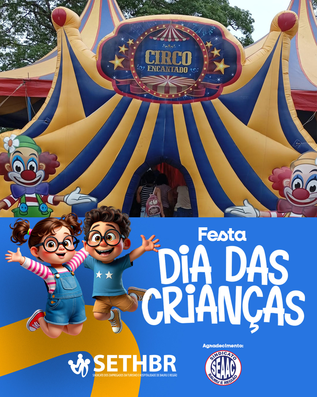✨🎈 Um dia repleto de alegria, brincadeiras e sorrisos tomou conta da festa do Dia das Crianças! Foi lindo ver tanta energia boa e momentos especiais compartilhados em família. 💛
Agradecemos  ao Sindicato SEAAC pela parceria que tornou esse evento ainda mais especial! 🤝🎉
Conte com a gente!
Sempre ao lado do trabalhador.
📞Fale com o Sethbr: (14) 3227-7431 ou 3227-7283
📲 Para saber mais sobre o nosso trabalho, acesse: www.sethbr.com.br
#sethbrbauru #sindicato #bauru #sethbr #aposentadoria #direitodotrabalhador #condomínios #edificio #baurucity