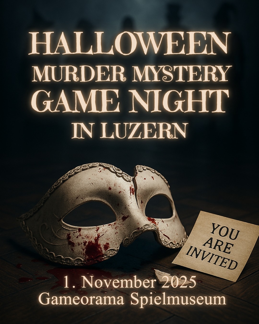 Step into the world of villains, secrets, and deception.
At the Halloween Murder Mystery Game Night, you’ll:
🕵️ Choose your character & dress the part
🔍 Investigate clues & interrogate suspects
🥂 Enjoy apéro and good company
🏆 Solve the crime & win awards
Will you unmask the killer before it’s too late?
📅 November 1st, 2025
📍 Gameorama, Lucerne
🎟️ Tickets available via link in bio
#LucerneEvents #QuestlandCH #HalloweenLucerne #MurderMystery #GameNight #LucerneThingsToDo #HalloweenParty #MurderMysteryNight