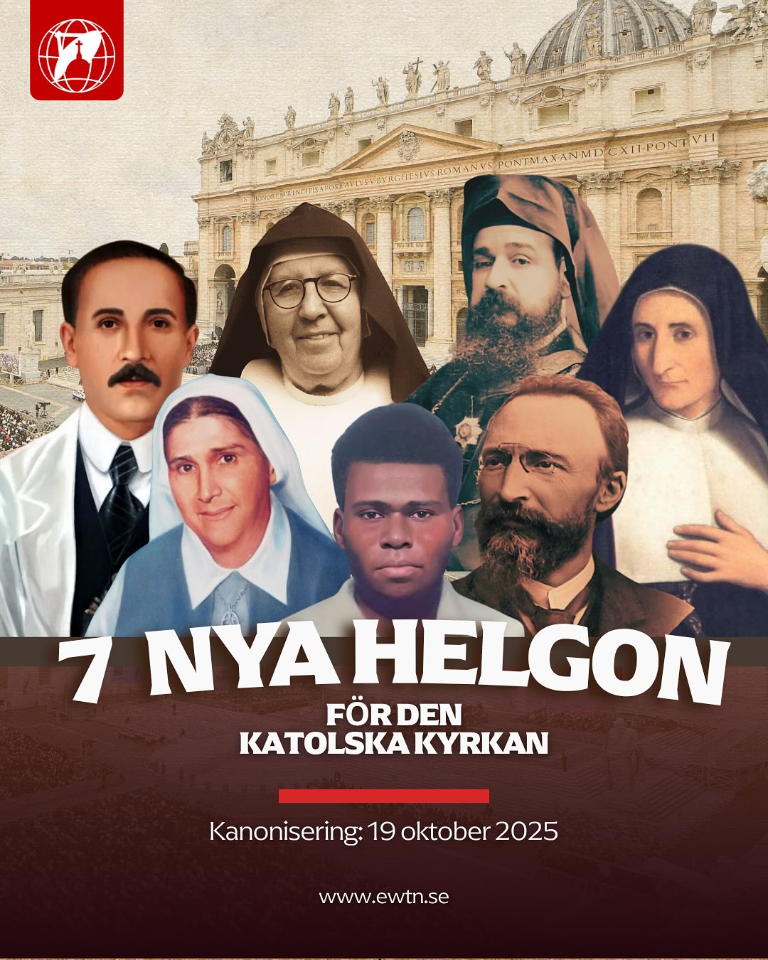 Idag helgon förklarade påve Leo XIV sju nya helgon i Kyrkan! Dessa sju nya helgon – män och kvinnor som med sina liv vittnade om Guds kärlek på olika sätt: Bartolo Longo (1841–1926) – Napolitansk advo…