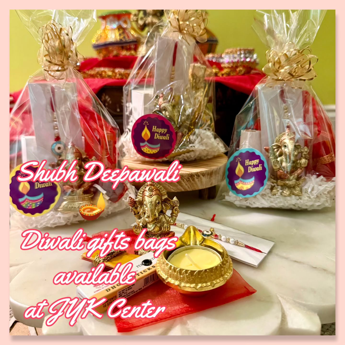 🎇✨ Celebrate Diwali with a Gift that Gives Back! ✨🎇
This Diwali, light up lives — yours and others! 🌼
Our handcrafted Diwali Gift Baskets are filled with sacred and symbolic items to bring peace, prosperity, and positivity into your home:
🕉️ A Ganesh Moorthi — the remover of obstacles and leader of new beginnings.
🪔 A golden diya with a pure ghee candle — to brighten your path with divine light.
🌿 A mini pouch of turmeric and kumkum — representing auspiciousness and purity.
🧿 A rakhi or beaded charm — for protection and blessings.
🌸 Padmini Dhoop incense sticks — for a fragrant and peaceful ambiance.
Each basket is beautifully wrapped with festive décor and a heartfelt “Happy Diwali” tag. 🎁
💖 Best of all — part of the proceeds will go to a charity in India supporting children and families in need. Your purchase truly makes a difference.
🪙 How to Buy: $15 each
We accept Zelle and credit card payments.
Send us a DM or click the link in our bio to place your order today — limited sets available!
Let’s spread light, love, and giving this Diwali 💫
#Diwali #HappyDiwali #DiwaliGifts #FestivalOfLights #GaneshBlessings #CharityIndia #GiftForGood #LightOfHope #Diya #GheeLamp #Turmeric #Kumkum #IndianFestival #DiwaliDecor #MindfulGifting #ShopForACause #SpiritualGifts #HandmadeWithLove #GaneshMurti #PositiveVibes #CelebrateWithPurpose #CulturalTraditions #GoodVibesOnly #SupportCharity #Diwali2025
