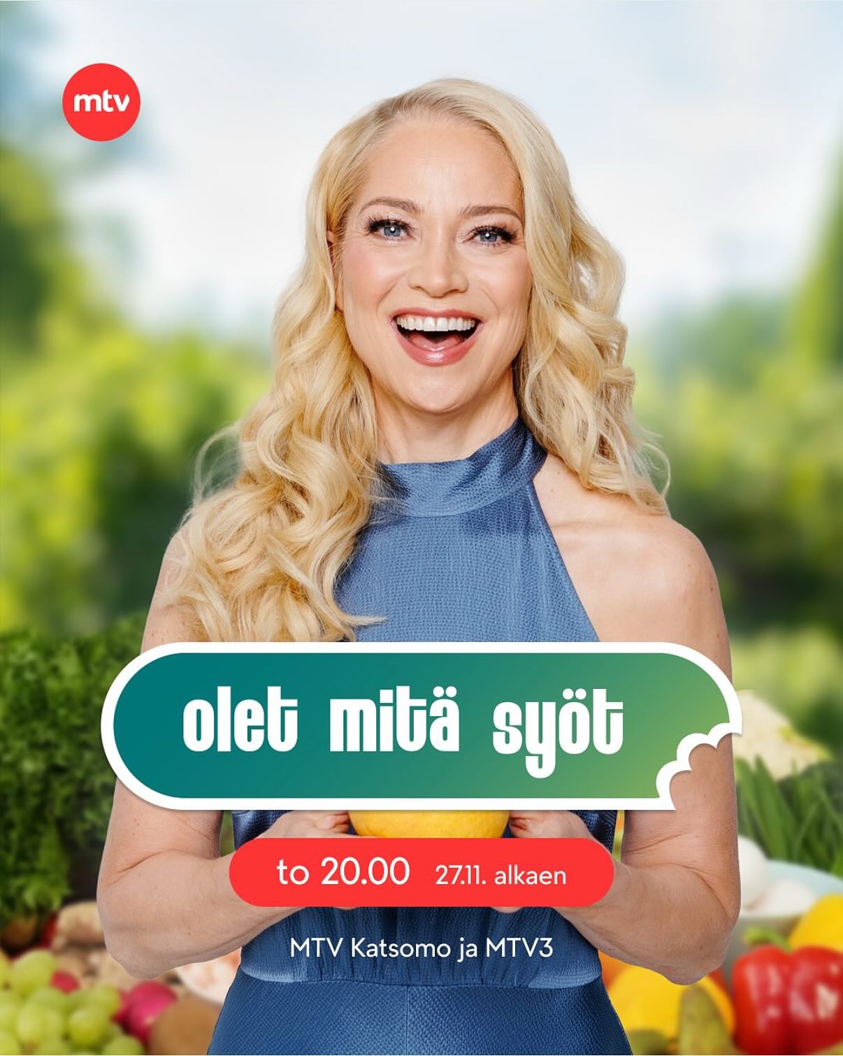 Olet mitä syöt -ohjelman uusi kausi käynnistyy Maikkarilla ja Katsomossa 27. marraskuuta. ❤️
Lääkäri Pippa Laukka johdattaa jälleen kymmenen julkisuudesta tunnettua henkilöä terveempää elämää, selvittäen heidän arkensa haasteet ja voimavarat. 🍎
Tällä kaudella mukana ovat Timo Jutila, Mandimai Sundberg, Pekka Pouta, Laura Friman, Robert Helenius, Ilona Chevakova, Jasmine Pajari, Julianna Jokela, Eino Nurmisto ja Hanna Myllymaa. ☀️