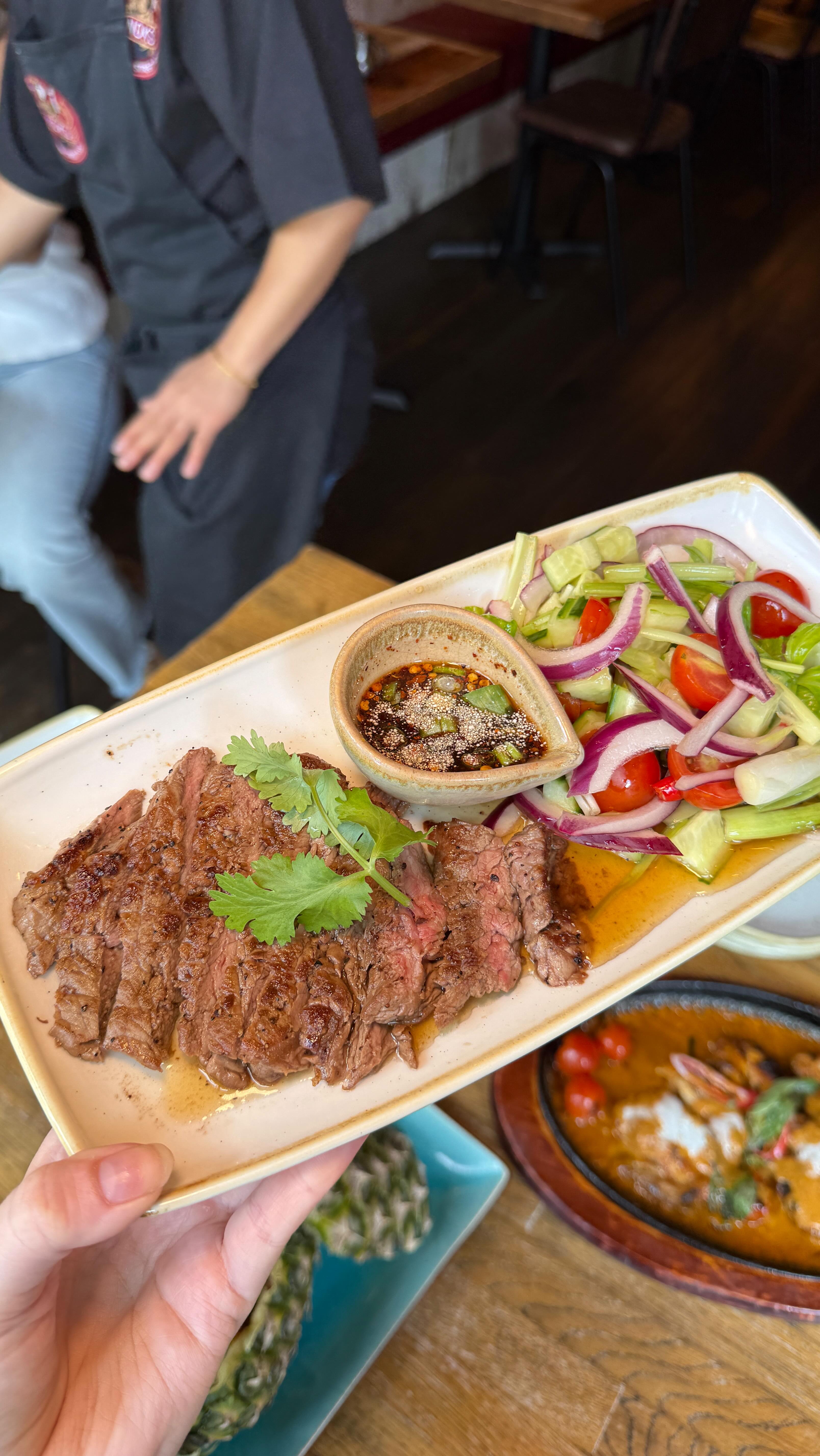 4oz Rump Steak 🥩✨One of our new quarterly specials at Nok’s Thai
Tender, juicy rump steak served with fresh salad, our homemade dressing, and Nam Jim Jaew - a tangy Thai dip made with fish sauce, lime, and tamarind.
It’s light, full of flavour, and the perfect healthy way to start your meal ♥️
Use the link in our bio to book your table - if you order online make sure to use code NOKS10 for 10% off!
#noksthaistreetfood #thaistreetfood #manchesterfood #manchesterthai #stockport #bramhall #noksthai