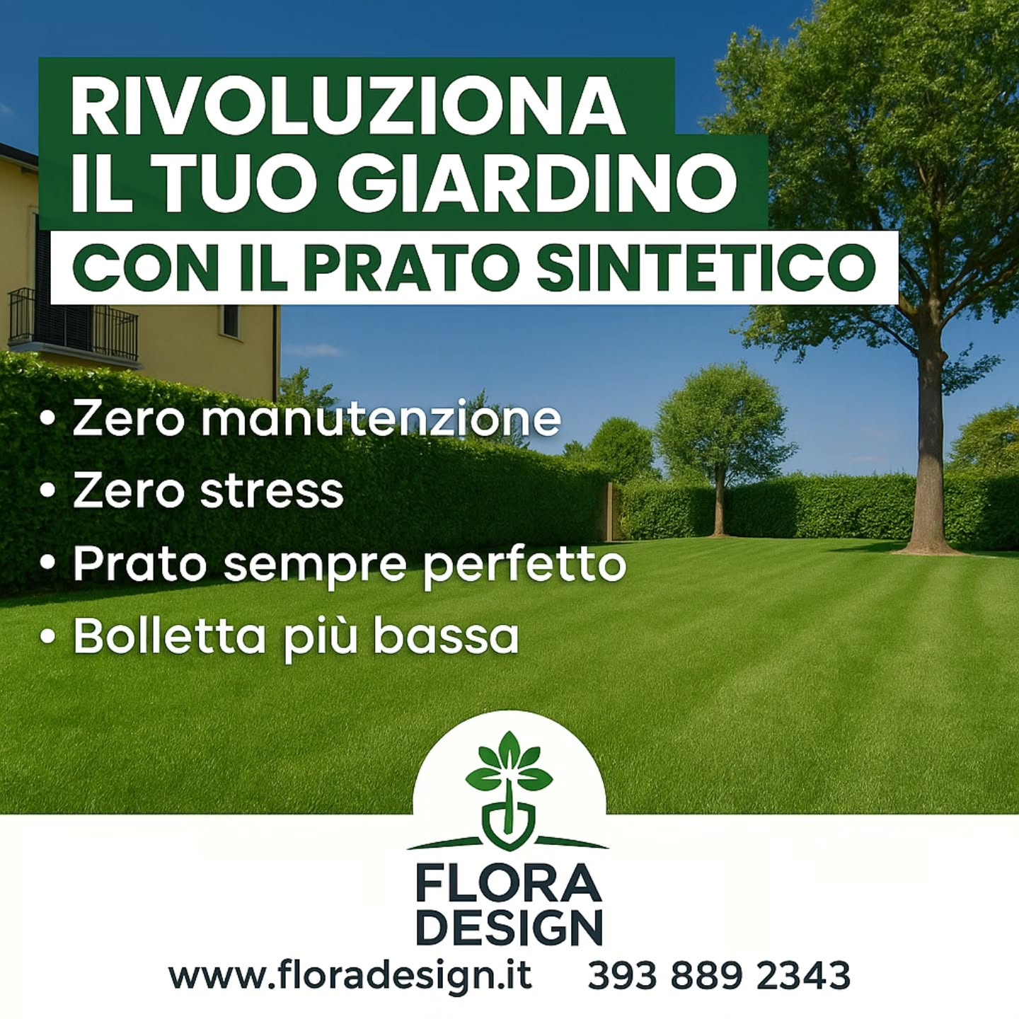 💚 Rivoluziona il tuo giardino con il prato sintetico FloraDesign!
Vuoi dire addio a manutenzione, stress e costi inutili?
Con il prato sintetico professionale FloraDesign ottieni un risultato naturale, pulito e sempre perfetto tutto l’anno 🌱
✅ Zero manutenzione
✅ Zero stress
✅ Prato sempre verde
✅ Risparmio in bolletta
Installazione chiavi in mano, con materiali di alta qualità e posa eseguita a regola d’arte 💪
📞 393 8892343
🌐 www.floradesign.it
📍 Roma Nord
#FloraDesign #RomaNord #PratoSintetico #GiardinaggioRoma #TappetoErboso #GiardinoPerfetto #OutdoorDesign #VerdeCurato #CuraDelVerde