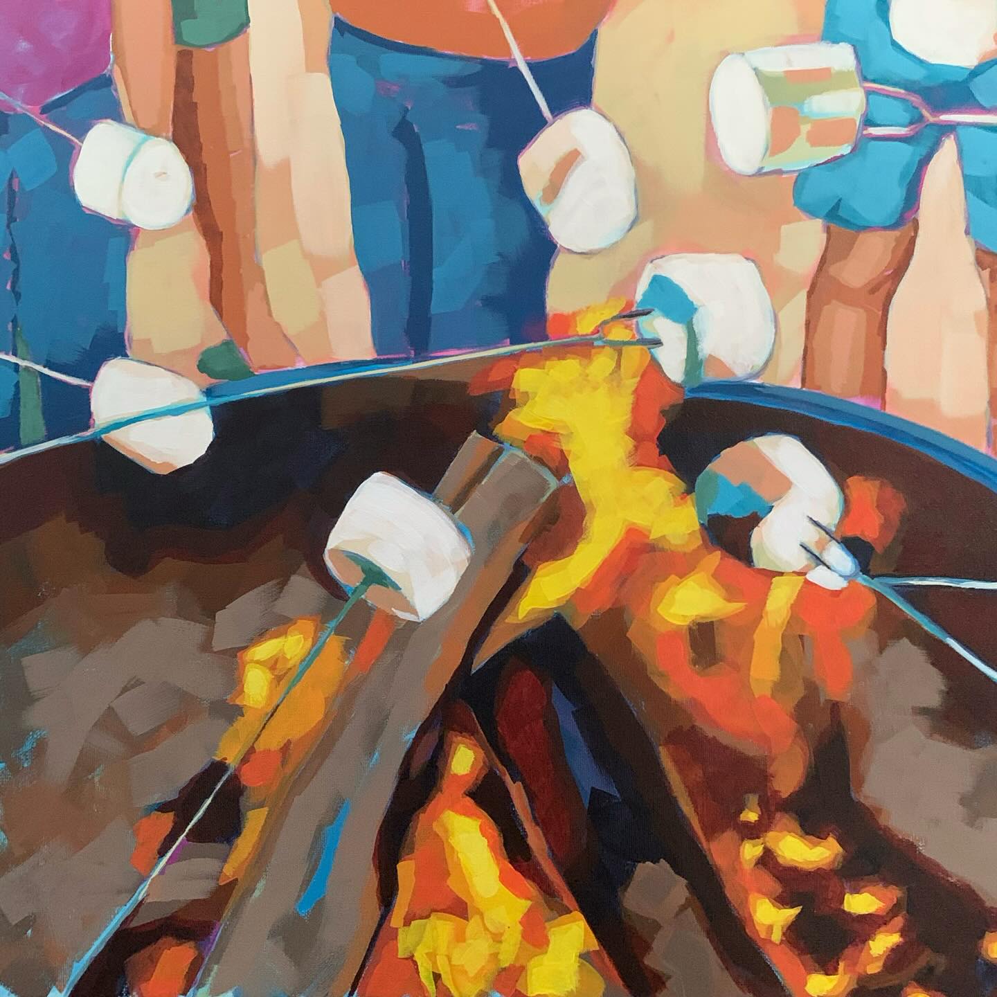 There’s nothing like a campfire night — the crackle of flames, sweet marshmallows roasting, and laughter under the stars. ✨🔥
Painting this scene was all about capturing the warmth, the glow of the fire, and that happy, relaxed feeling of being together outdoors.
Inspired by @ali_kay_studio
Available artwork from Art on Mill Street
@citybrampton @baobrampton
#artonmillstreet #acrylicpainting #canadianartist #campfireart #marshmallows #bramptonartist #ontarioartist #paintingjoy #creativecanada #artloversofinstagram #smallbatchartist #cozyart #warmtones #seasonalinspiration #friendshipart #outdoorpainting #naturepainting