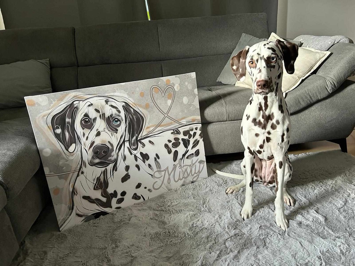 Slečna puntíkatá - Misty ❤️
Kluci si už kdysi ode mě nadělili dárek v podobě obrazu společných portrétů a když se ozvali po druhé, bylo jasno, tentokrát to bude jejich krásná holčička. Tentokrát nakreslím Misty 🖤
A nebudeme troškařit! 😂
I když říkám, že každý obraz je originál, což je.. tak furt přiznávám, že obraz na výšku je už klasika a téměř jistota každé objednávky. Tak jsme to zkusili jinak. Hodíme slečnu pejskovou na šířku. No a funguje to! Obraz 90x60, akorát nad gauč byl na světě ❤️ a doufám, že i teď, několik let od objednání, dělá stále velkou radost 🐾
#dogart #dogportraits #dogportraitartist #dogportait #dogdigital #digitalart #digitalportraits #dalmatian #dalmatianofinstagram #dalmatiner #dalmatin #dalmatinka #dalmatinci