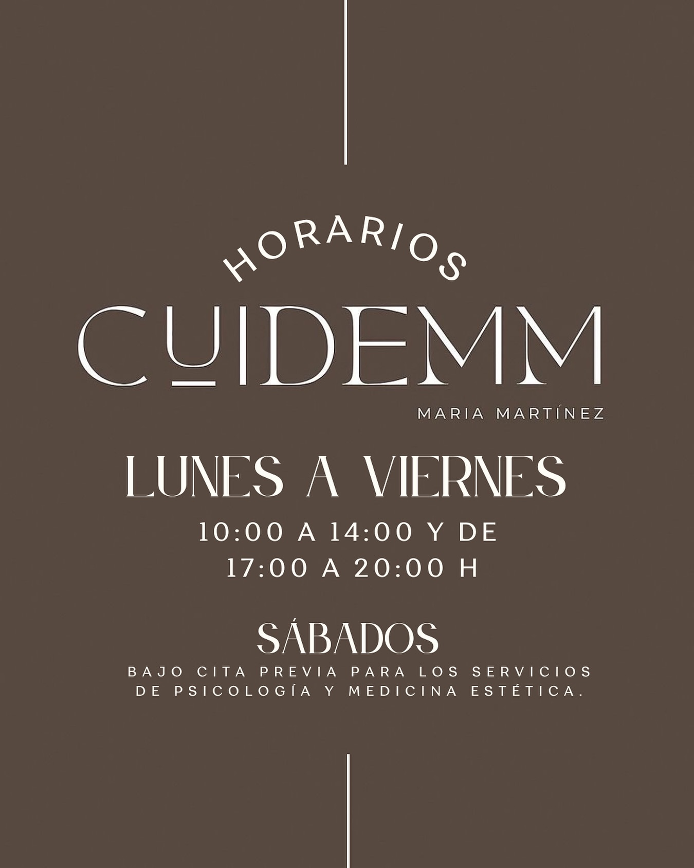 📅 En Clínica Cuidem queremos ofrecerte siempre la mejor atención.
Este es nuestro horario, pásate a preguntar y reservar tu cita cuando quieras. 🩺
Los sábados por la mañana atendemos solo con cita previa. Y además todas las consultas se gestionan directamente en nuestra agenda, para garantizarte el tiempo y la dedicación que mereces 💆♀️✨
Reserva tu cita y sigue cuidando de tu salud y bienestar 💚
📍L’Alcúdia
🌐 www.clinicacuidemm.com
#ClínicaCuidem #LAlcúdia #SaludYBienestar #MedicinaEstética #Psicología #CitaPrevia #CuidarEsVivir #Bienestar #CentroSanitario #CuidemContigo