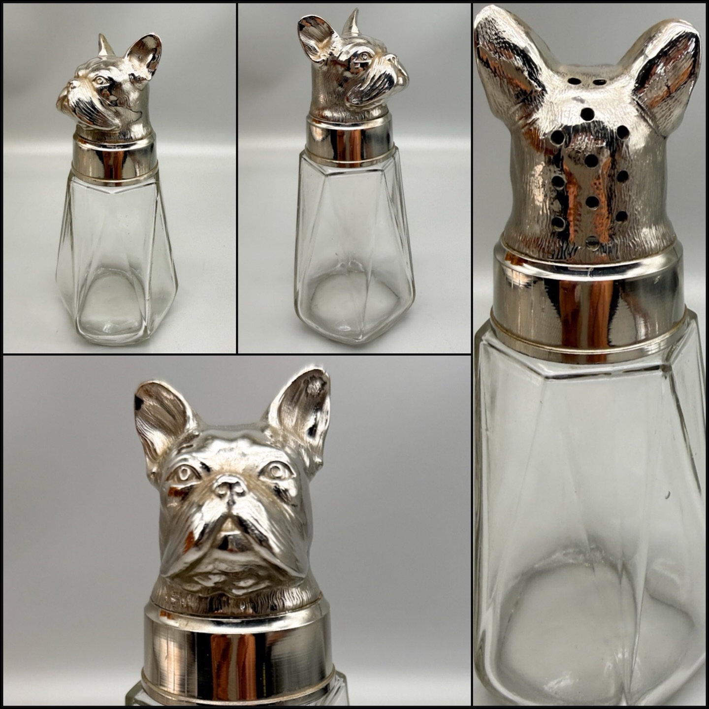 Très original et peu courant ce sucrier en cristal et monture métal argenté à tête de bouledogue .
Hauteur : 16 ,5 cm
Bel état , brillance , un minuscule saut d’argenture à une oreille .
🛒 prix et disponibilité dans la boutique en ligne .
#artdelatable🍽 #decorationdetable #sucrier #cristal #metalargenté #bouledogue #chien #antiquites #misslittlebottle
