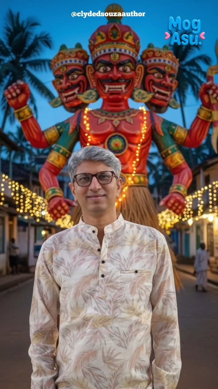 Narkasur is unique to Goa!
Narkasur is Goa’s own Diwali superstar — the villain everyone loves to burn! 😈🔥
Legend says he was a power-hungry demon king who thought he could take on the gods… until Krishna (or some say his mom, Satyabhama!) shot him down. Basically, evil was roasted before sunrise.
Every Goan village builds its own larger-than-life Narkasur effigy — complete with fireworks, and full-on drama. 💥
Happy Diwali! 🪔
Follow @clydedsouzaauthor for more to love about Goa ❤️