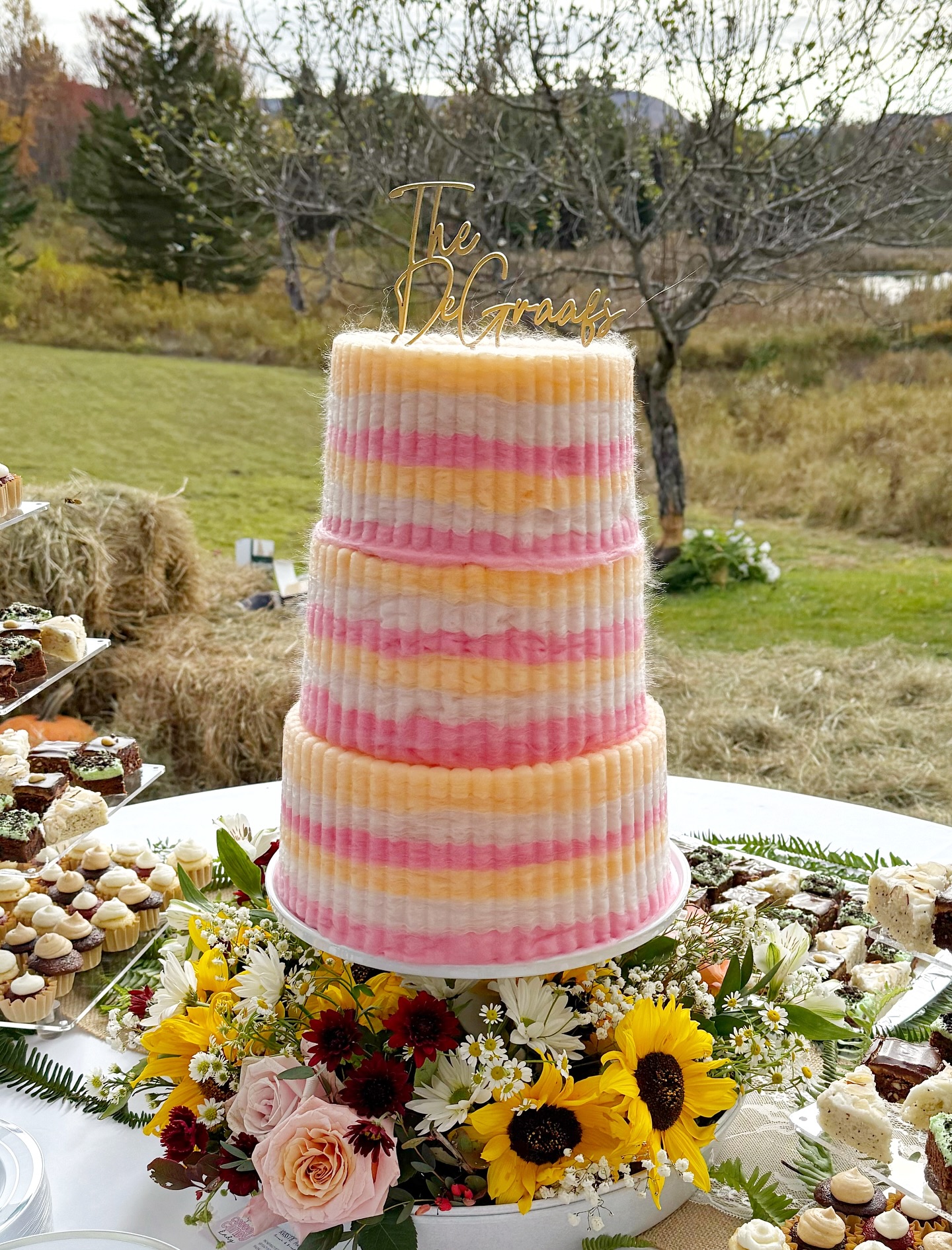 Congratulations Todd & Wanda 💍🍁10/18/25🍂
Thank you for ordering a Three Tier Crazy Cotton Candy Cake from the @crazycottoncandylady
I am so incredibly honored to be a part of your big day. I hope you two love birds enjoyed every moment 🩷
Fall themed Cake Flavors:
🧡Candy Corn
🤍Apple Cider Donut
❤️Apple Pie
#vermontwedding #vtbride #vermontbride #vtwedding #fallinvermont #vermont #crazycottoncandylady #cottoncandycake #weddingcakes #weddingcake
