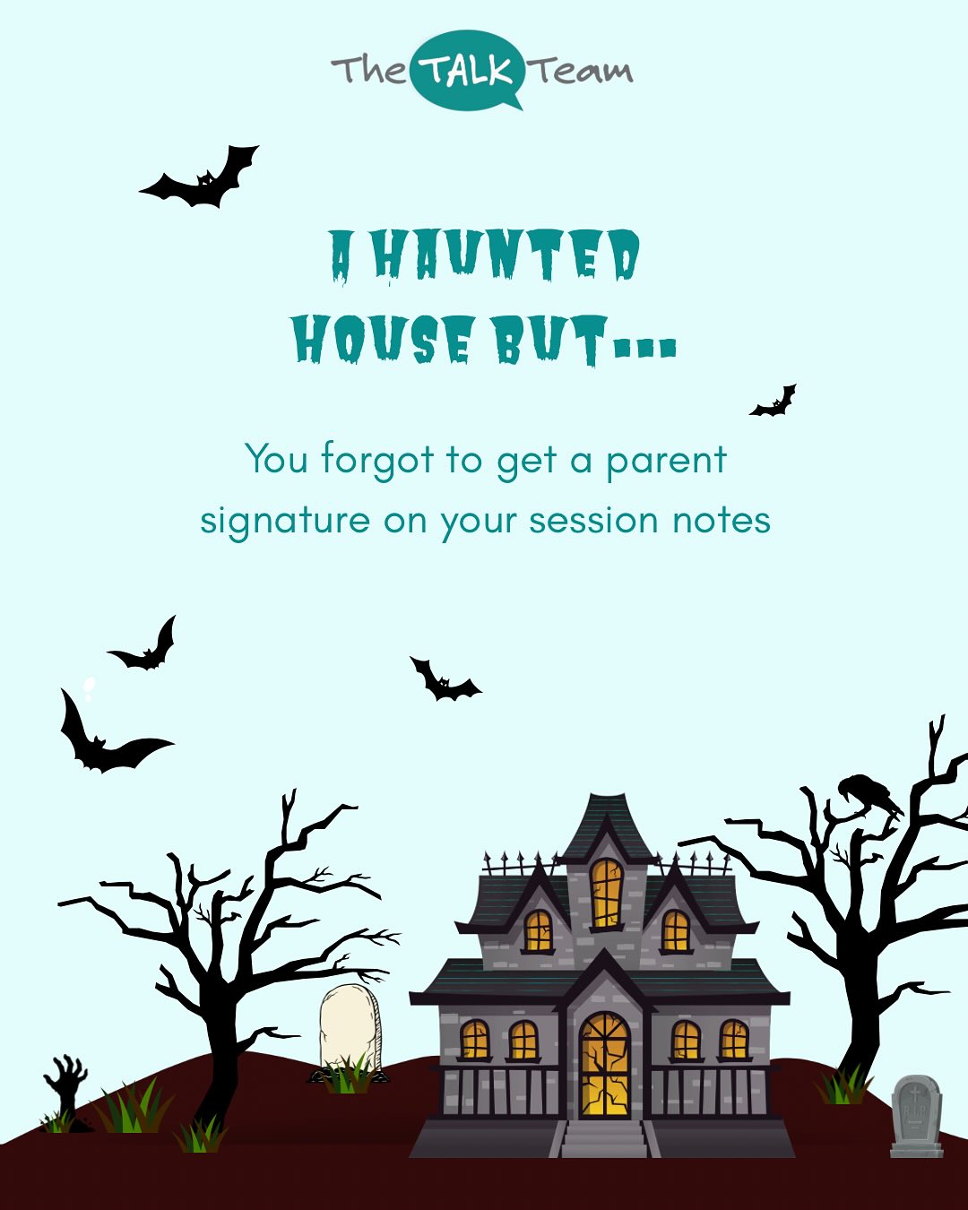 Our haunted house may or may not be based on true events...enter if you dare 👻☠️🎃 #halloween #hauntedhouse #aba #speech #HR #admin #bcba #intake #slp #slpa #fallfun #spooky