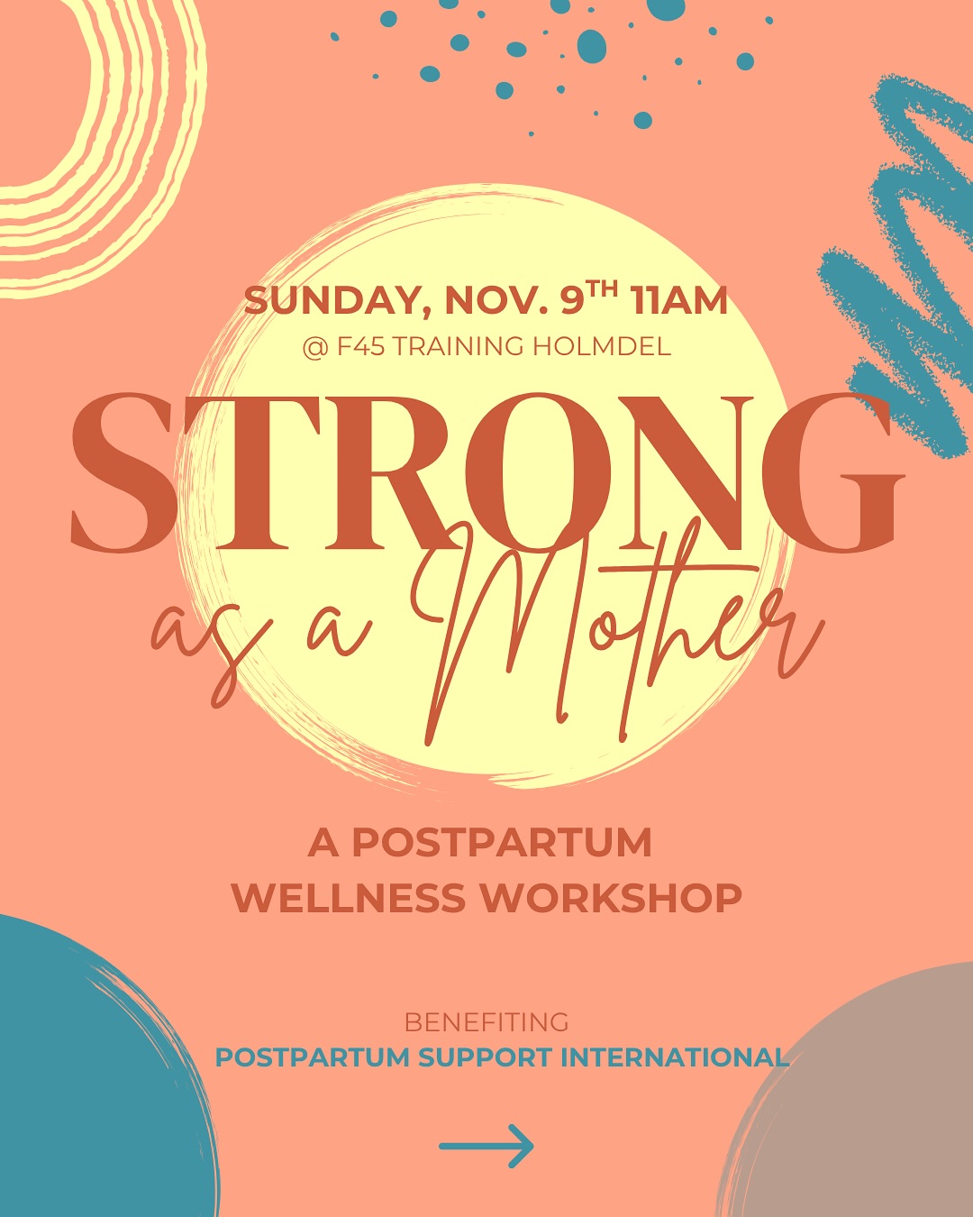 You’ve given so much to everyone else—now it’s your turn. 💜
Join us for Strong As a Mother, a postpartum wellness workshop created to help you move, heal, and feel seen—no matter where you are in your motherhood journey.
Whether you’re 6 weeks or 6 years postpartum, this is a space to reconnect with your body, calm your mind, and surround yourself with support that gets it.
✨ Restore strength through postpartum-safe movement
🧠 Feel heard in a real conversation about mental health
🧍 Learn how to care for your core and pelvic floor
🤸♀️ Gently release and realign with guided fascia stretch
💬 Build community with moms who truly understand
📅 Sunday, November 9 | 11:00 AM
📍 F45 Training Holmdel
🎟 $30 donation | All proceeds go to Postpartum Support International
💫 Come as you are. Leave feeling a little more like you.
📲link in bio
#strongasamother #postpartummentalhealth #postpartumfitnessjourney #postpartumsupport #pelvicfloorphysicaltherapy #stretchtherapy #postpartumjourney