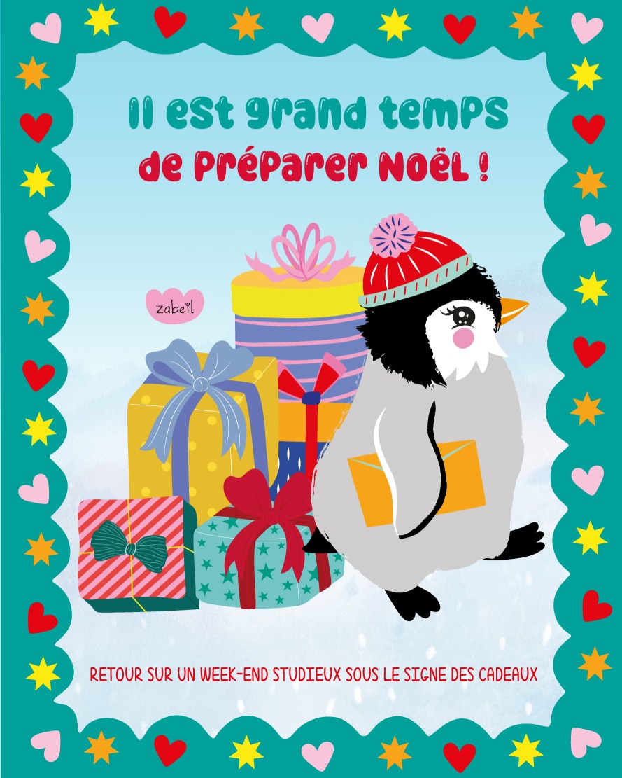 Dans moins d'un mois maintenant, le grand marathon des expos de fin d'année commence! 😱
Suis-je prête? Absolument pas! 🙈 (comme tous les ans paraît il! lol)
Mais j'y travaille! ce week-end par exemple:
- j'ai travaillé sur le traditionnel calendrier annuel (il est presque fini!)
- j'ai brainstormé avec vous pour lancer de futurs pin's (merci pour votre aide! <3)
- j'ai fait mon planning d'expo (attention il y a un peu de changement notamment pour les niortais et le nord Loire!)
- puisqu'on parle cadeau, j'ai fait le tirage au sort de l'heureuse gagnante du cadeau bundle ;) BRAVO !!!
(pour les autres ne vous en faîtes pas, votre petit livret bonus est en cours et arrivera dans vos boîte mail sous peu).
°°°
#noël #creatrice #cadeau #faitmain #calendrier #calendrier2026 #illustratrice #pingouin #hiver #marchédenoël