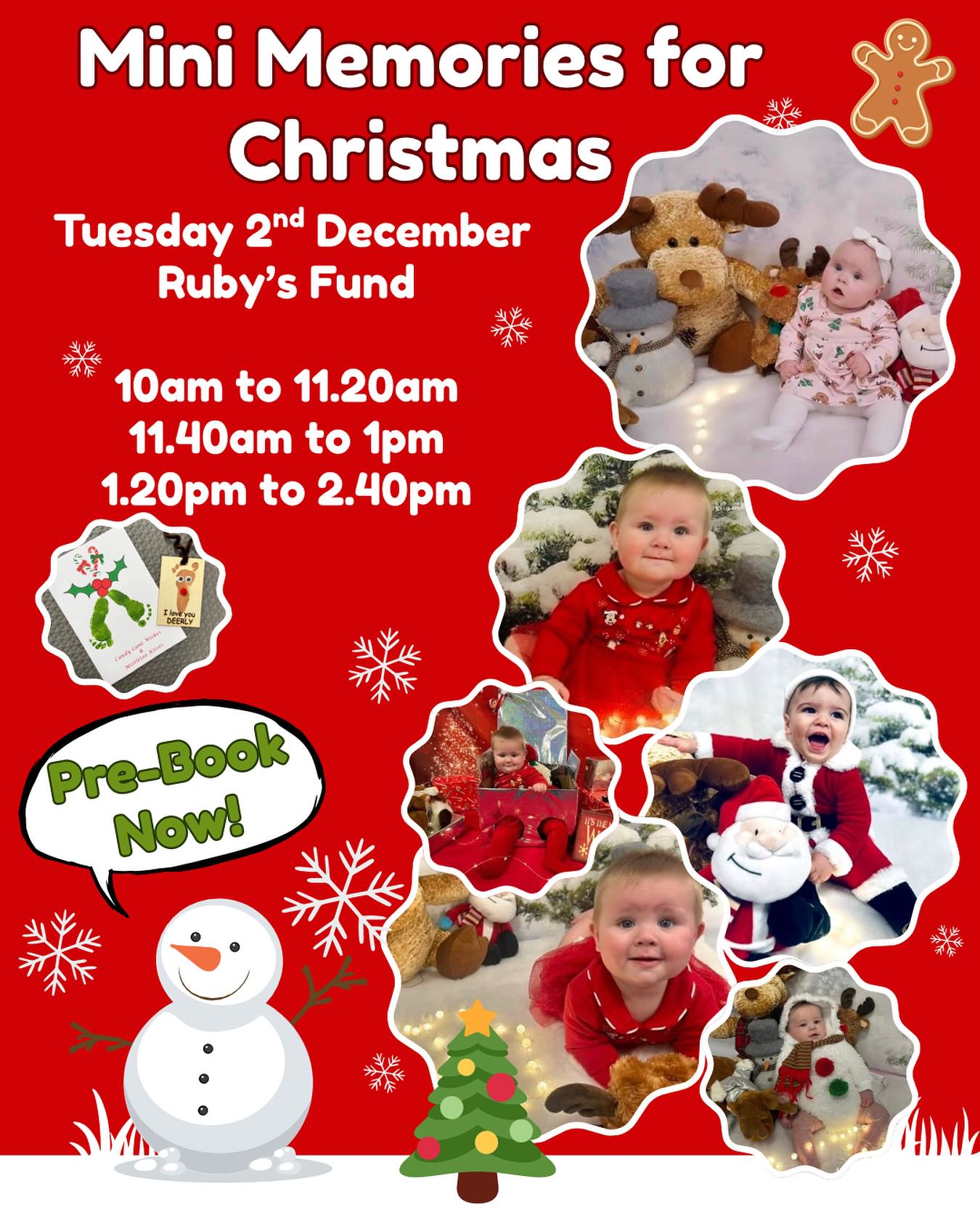 Capture the magic of the season with our Christmas Mini Memories Sessions, now available to book online!
These enchanting sessions are perfect for creating heartwarming keepsakes especially if it’s your baby’s first Christmas and this year we have some new exciting backdrops and themes (and the baby dress up outfits to go with them)
The session will include refreshments and plenty of time to make your way around the festive themed areas and make two personalised keepsakes.
The cost of the session for up to 2 adults and a baby is just £19.50 and numbers are kept low so that you have time to work your way around the room snapping those cute Christmas photos.
Follow the link in our bio to pre-book your space.
#christmas #christmaskeepsake #babychristmas #mybabytime #boogietime #minimemories #congleton #holmeschapel #congletonmums #biddulph #sandbach #sandbachmums