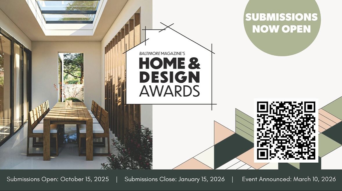 MDASLA is excited to announce our continued partnership with @baltmag as they approach their 4th Annual Home and Design Awards. We’re always blown away by the talent of our region’s architectural and design community. Chosen by a panel of renowned design experts, these awards highlight and celebrate architectural and environmental design in the Baltimore metropolitan region.
Submit your project for a chance to be recognized among some of the leading names in the local design community!