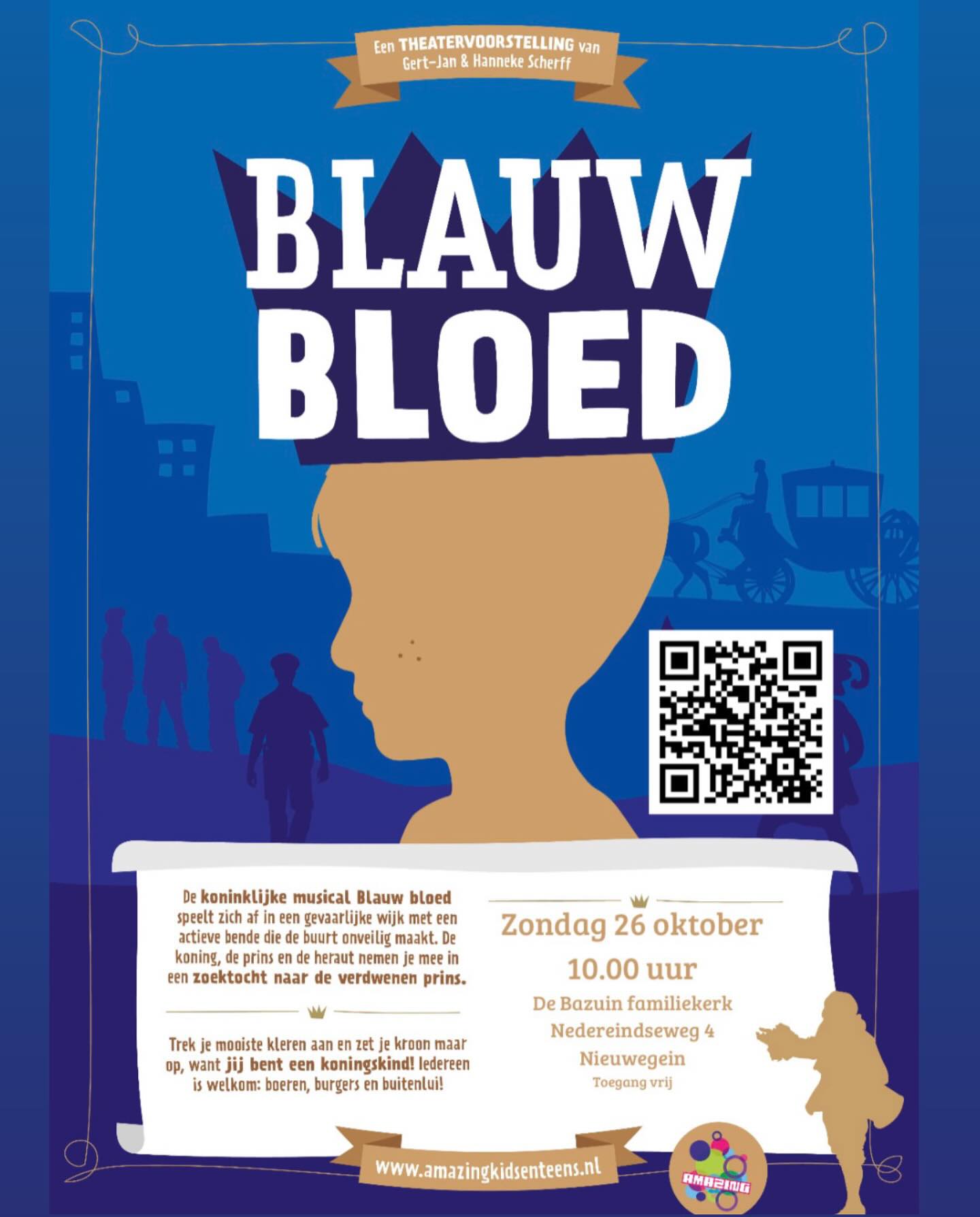 Op zondagochtend 26 oktober spelen de Kids en Teens de musical Blauw Bloed in Nieuwegein.
Het begint om 10:00!
Kom jij ook? 👑💙
Toegang is gratis!
#blauwbloed #koningskind #musical #amazingkids #amazing #zang #dans #theater #verlorenzoon #welkomthuis #evangelisatie #bijbelverhaal #kerk #gemeente #jongenoud #concert #leuk #nieuwegein