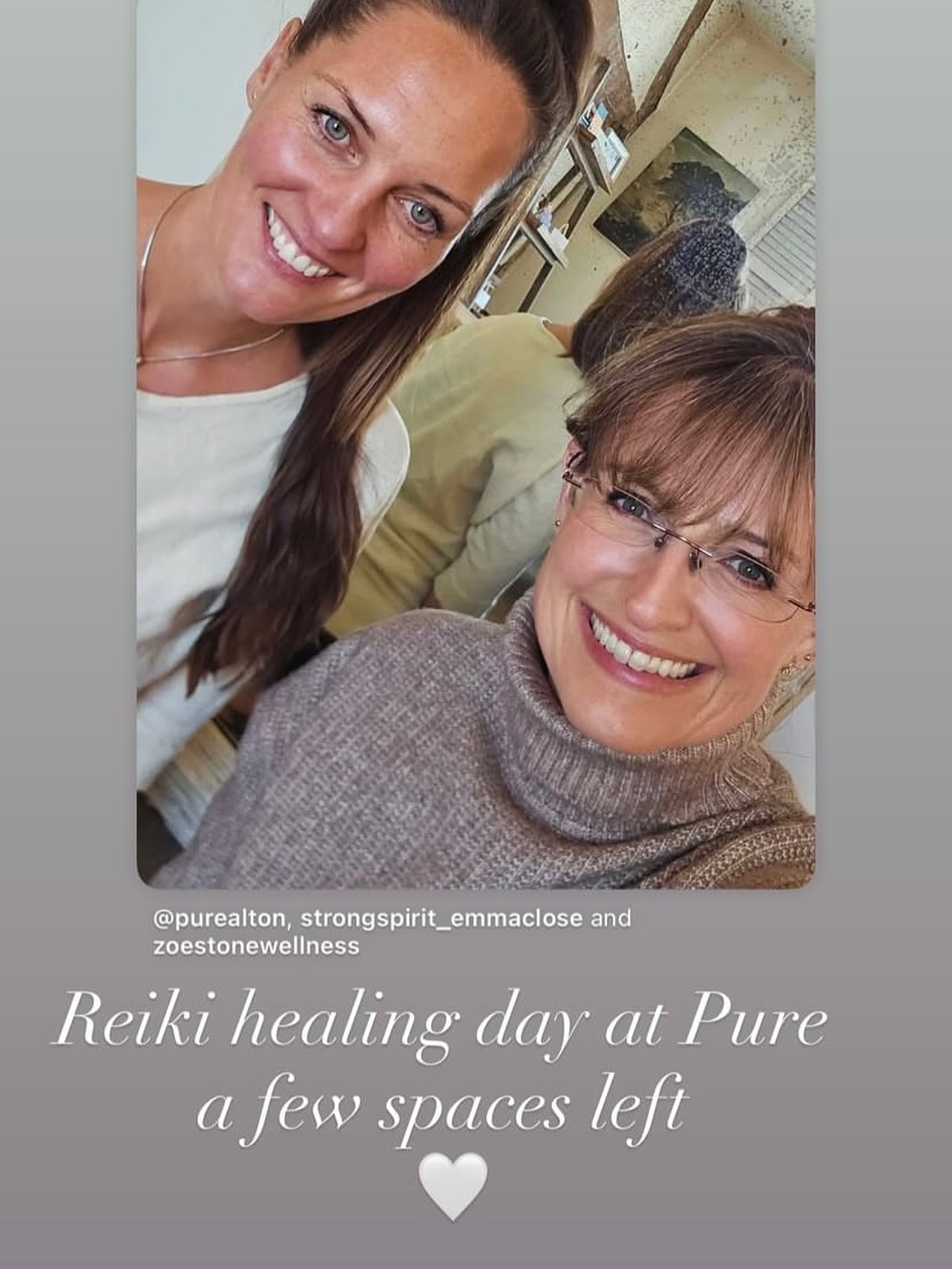 These lovely two ladies are running a healing day @purealton on 2nd November.
Contact Zoe and Emma if you want to join in. Sounds a wonderful day xx
@purealton @zoestonewellness @strongspirit_emmaclose
#reiki #reikihealing #reikimaster #purealton #wellbeing #healing #day #hampshire #alton #holistic #november