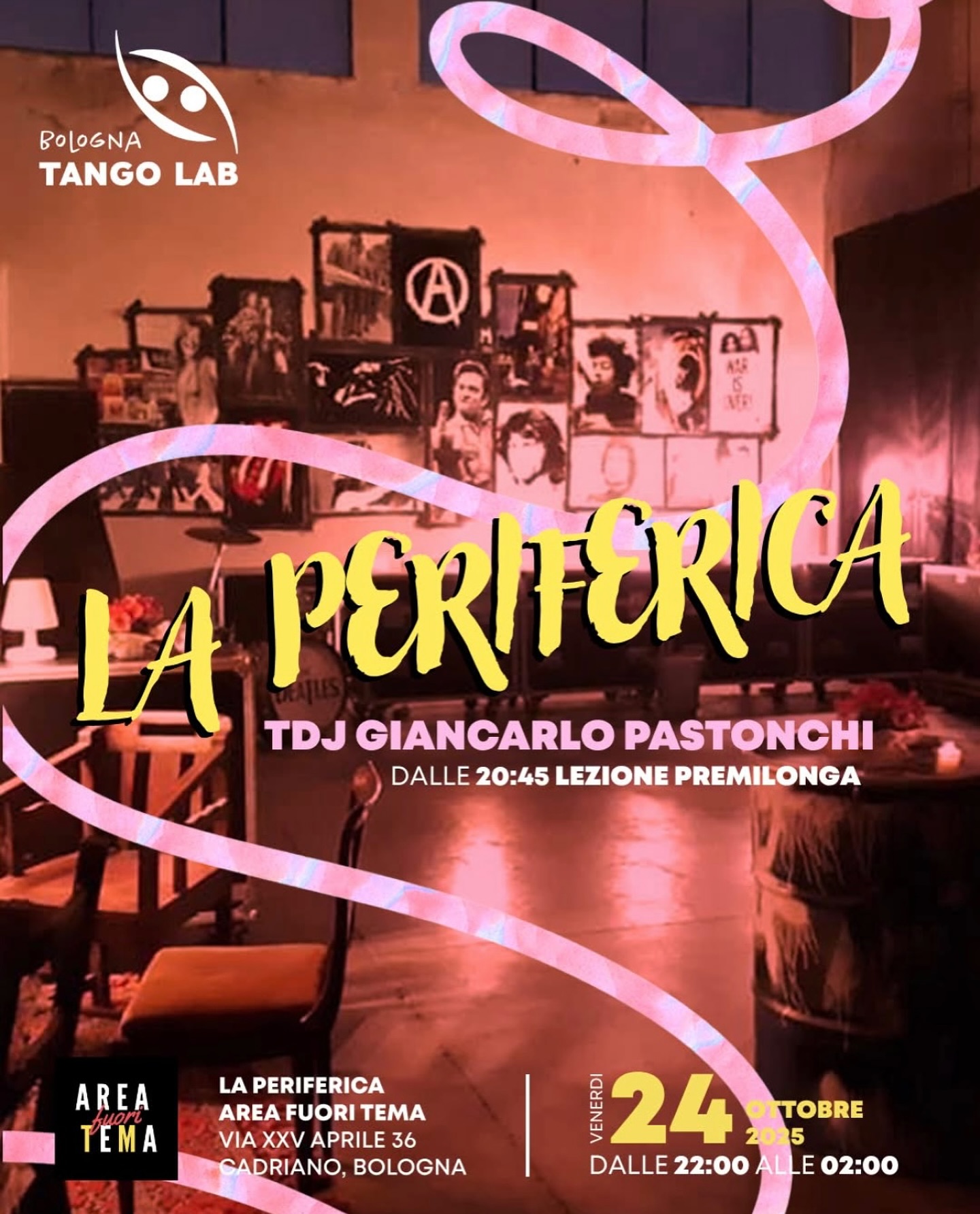 Questo venerdì Milonga LA PERIFERICA con Dj Giancarlo Pastonchi 🔥
Dalle 20.45 lezione con @emmanuelle_ponthieux e @giancarlo_pastonchi, dalle 22.00 … ✨
Per la serata è necessario iscriversi al form nelle che trovate nelle stories oppure contattare Emmanuelle 348 1212362 💃🏻 a venerdì!!
