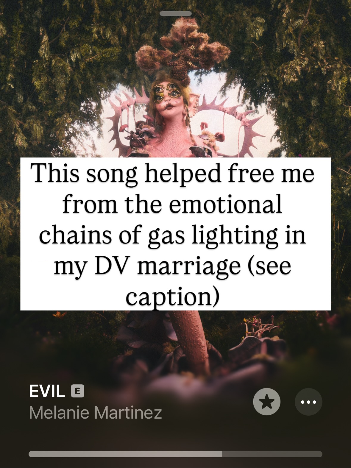 It was just something about clearing the mental fog (victims of narcissistic abuse often experience) and no longer resisting the fact that some people may think badly of me for leaving him. Letting go of the worry of what others may think of me. Just embracing it. All the times he called me nasty things when I tried to express my needs or feelings… when I finally stopped letting that bother me. Yep. I’m “evil” for not accepting being mistreated. Sure. Think what you want… Getting to that space was very empowering for me. This song and many others moved me so much as I was going through the emotional turmoil of my divorce with a covert narcissist. I listened to them on repeat, sang along, danced it out… felling nostalgic listening to these songs again as 3 years ago today I married that man. Just a year ago I was still married to him and about to take the courage step of filing for divorce. I’m so grateful I had somatic practices and a loving community to support me through that challenging journey. 🙏🏻🥹 I bring these songs into many of my classes with that energy of empowerment. If you’d like a copy of that playlist, comment below 👇 and please reach out if you’d like to work with me to explore somatic trauma healing ❤️🩹 #dvsurvivor #domesticviolenceawarenessmonth #covertnarcissist #narcissistabuse #traumainformedcare #somatichealing #traumahealing #empoweringwomen #divinefeminine #traumainformedyoga #gaslighting