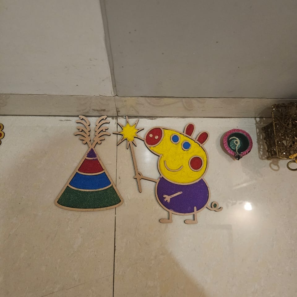 My 1.5 year old niece joined in the Diwali celebrations, thanks to the advancements in rangoli stencils now available!
Happy Diwali to all :)