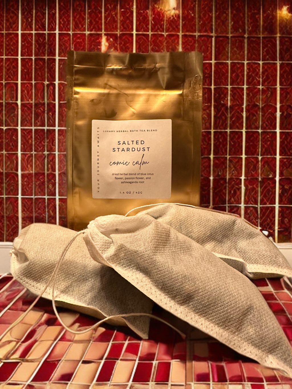 Introducing: Cosmic Calm Tea Baths
A celestial blend of Blue Lotus Flower, Passion Flower, and Ashwagandha Root. Hand blended to turn your bath into a full-body meditation.
Blue Lotus calms the spirit
Passion Flower quiets the mind
Ashwagandha grounds the soul
Together, they create a ritual that restores balance, peace, and connection to your inner calm.
Simply steep, soak, and surrender.
Let the aroma, warmth, and gentle energy transport you beyond the noise to that place of stillness within.
Light a candle.
Dim the lights.
Play soft music.
And let your bath become your sanctuary.
Because this isn’t just self care, it’s soul care.
Handcrafted with love by Salted Stardust where every ritual honors the beauty of slowing down and the magic of being present.
#SaltedStardust #CosmicCalm #HerbalBathTea #BlueLotus #BathRitual #NaturalWellness #Ashwagandha #SelfCareRitual #MindBodySoul #HolisticBeauty #StressRelief #CalmWithin #BathTherapy #BotanicalBath #WellnessJourney #SpiritualSelfCare #RelaxRestoreRenew #RitualBath #SlowBeauty