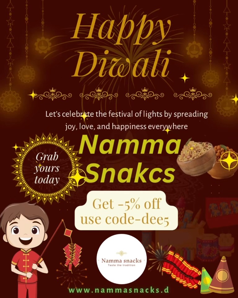 ✨ This Deepavali, let the crisp of thattai, the crunch of Murukku, and the laughter of loved ones fill your home.
At Namma Snacks, every bite is a memory — made with pure ingredients, traditional recipes, and a whole lot of love. 💛
Celebrate the festival of lights with the true taste of home and enjoy 5% OFF your festive favourites! 🌸
Use code DEE5% at checkout.
🛒 Order now at www.nammasnacks.de and bring home the joy of tradition.
#DeepavaliDelights #AuthenticTaste #NammaSnacks #TasteOfHome #FestivalOfLights #southindiansnacks #southindiansnacksonlinegermany #aswinssweets #indiansnacksgermany