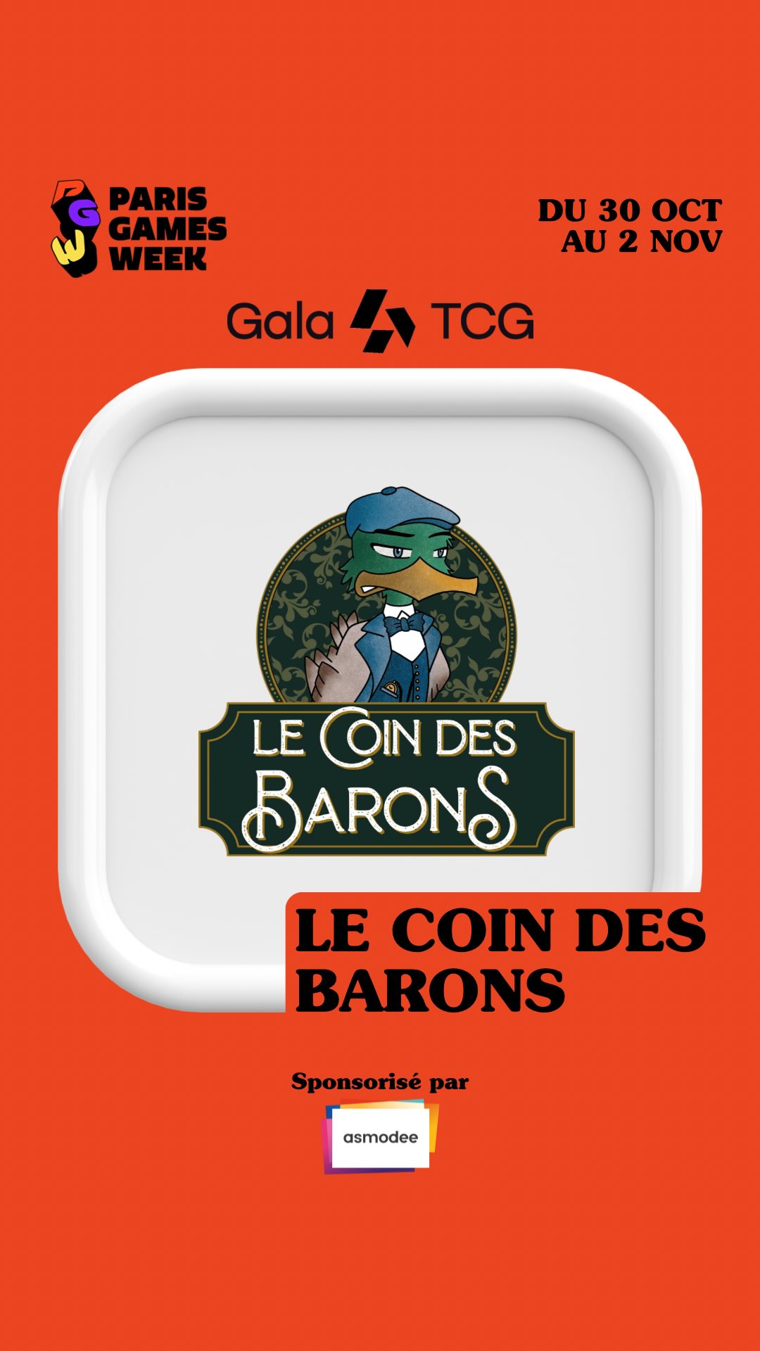 @lecoindesbaronstcg rejoint une nouvelle fois l’aventure Gala TCG, lors de la @parisgamesweek !
Présents en France et en Belgique avec leurs nombreuses boutique, ils sont devenu une référence pour les passionnés de cartes à collectionner !
Rendez-vous sur leur stand du 30 octobre au 2 novembre, Porte de Versailles à Paris !
🎟 Billetterie en ligne sur www.parisgamesweek.com
#GalaTCG #PGW #LeCoinDesBarons #PokemonTCG #TCGCollectors