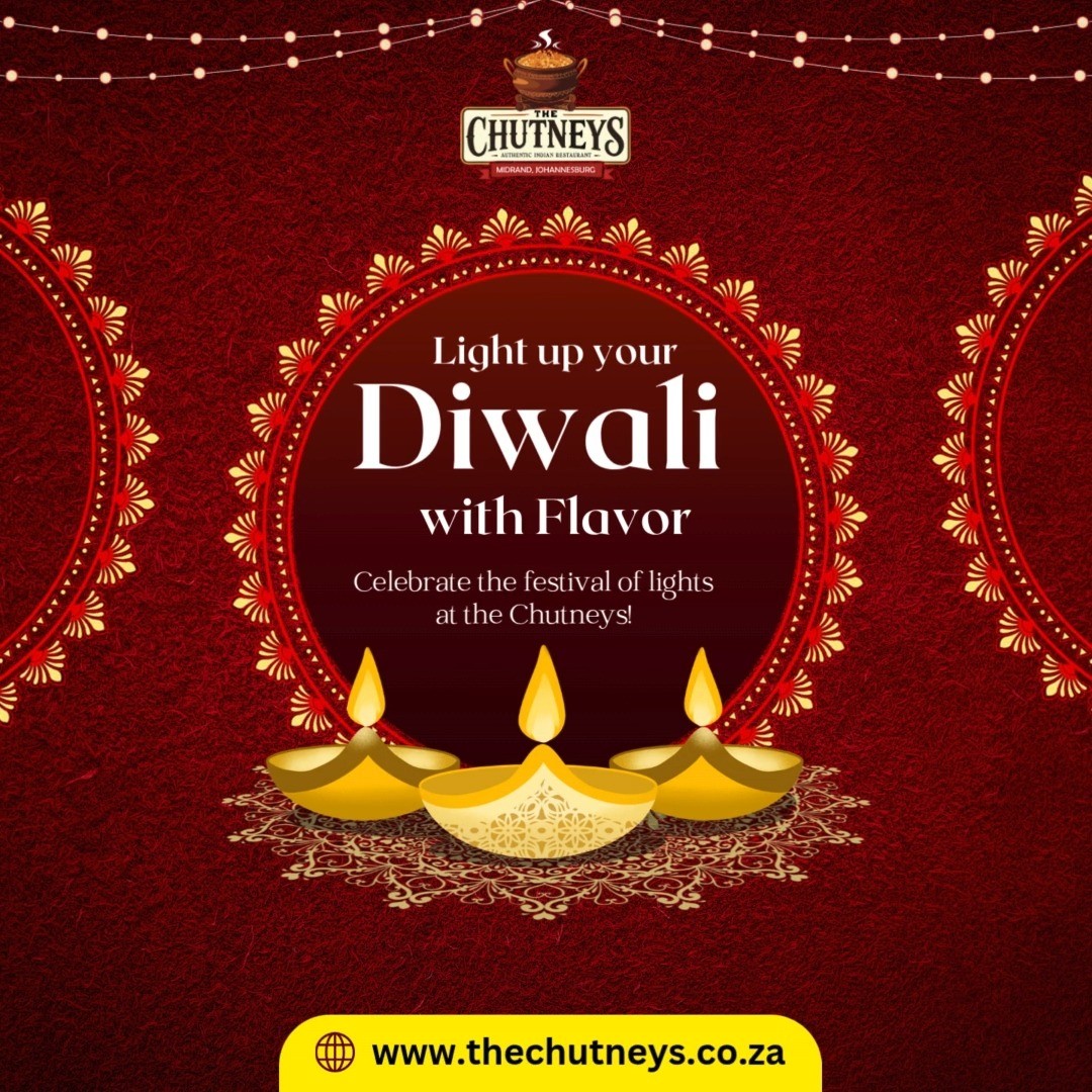 Light Up Your Diwali with Flavor. Celebrate the Festival of Lights at The Chutneys!
This Diwali, let your taste buds celebrate too!
Join us at The Chutneys for a festive feast filled with rich flavors, traditional favorites, and special treats that make the Festival of Lights even more memorable.
From savory delights to sweet indulgences, there’s something for everyone.
Reserve your table or order online and make this Diwali truly delicious!
Follow us on social media for more info👇
Insta - @thechutneysrestaurant https://www.instagram.com/thechutneysrestaurant?igsh=ZXo0bzg2ZHlwcWlh&utm_source=qr
Fb - https://www.facebook.com/thechutneys
Web - https://www.thechutneys.co.za
#TheChutneys #AuthenticIndianCuisine #TasteOfIndia #FoodLoversParadise #IndianFoodie #FoodiesOfJohannesburg #MidrandEats #Diwali